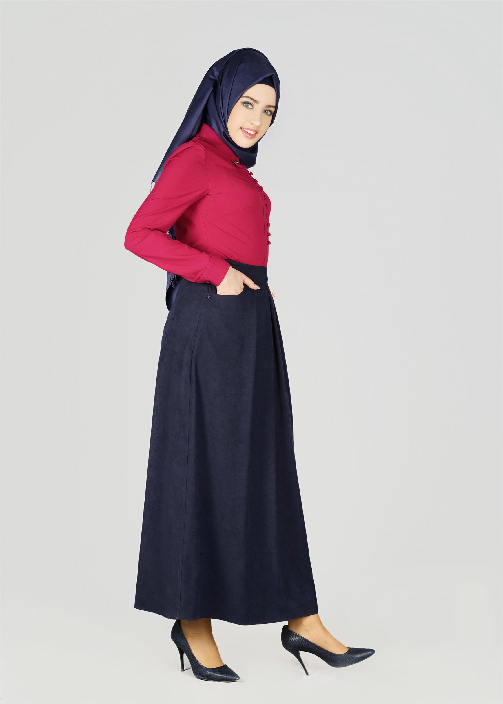 Tesettür giyim LACİVERT 6963 ETEK