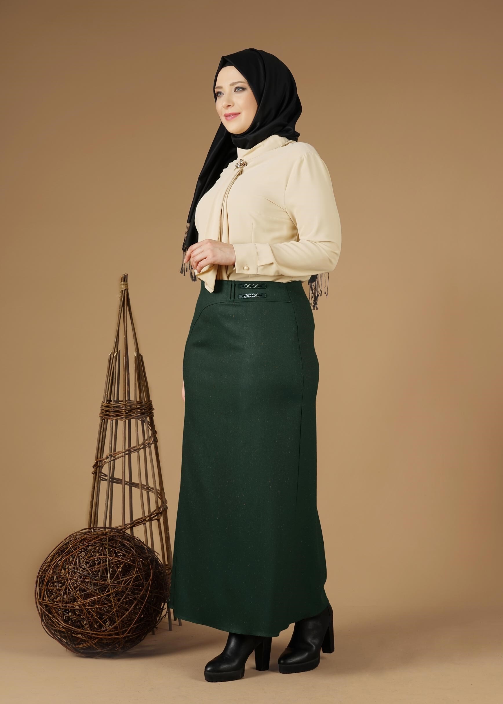 Tesettür giyim YEŞİL 6964 ETEK