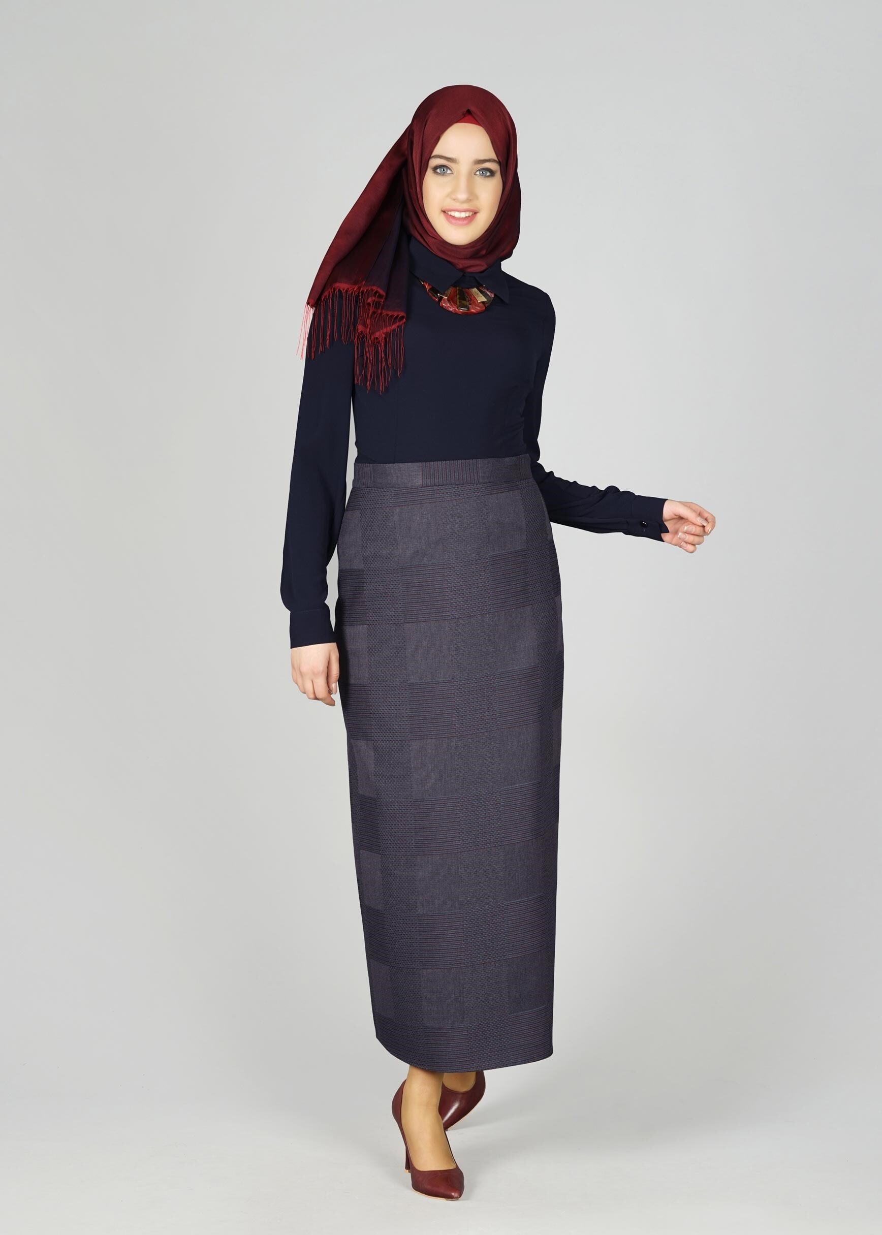 Tesettür giyim GRİ 6965 ETEK