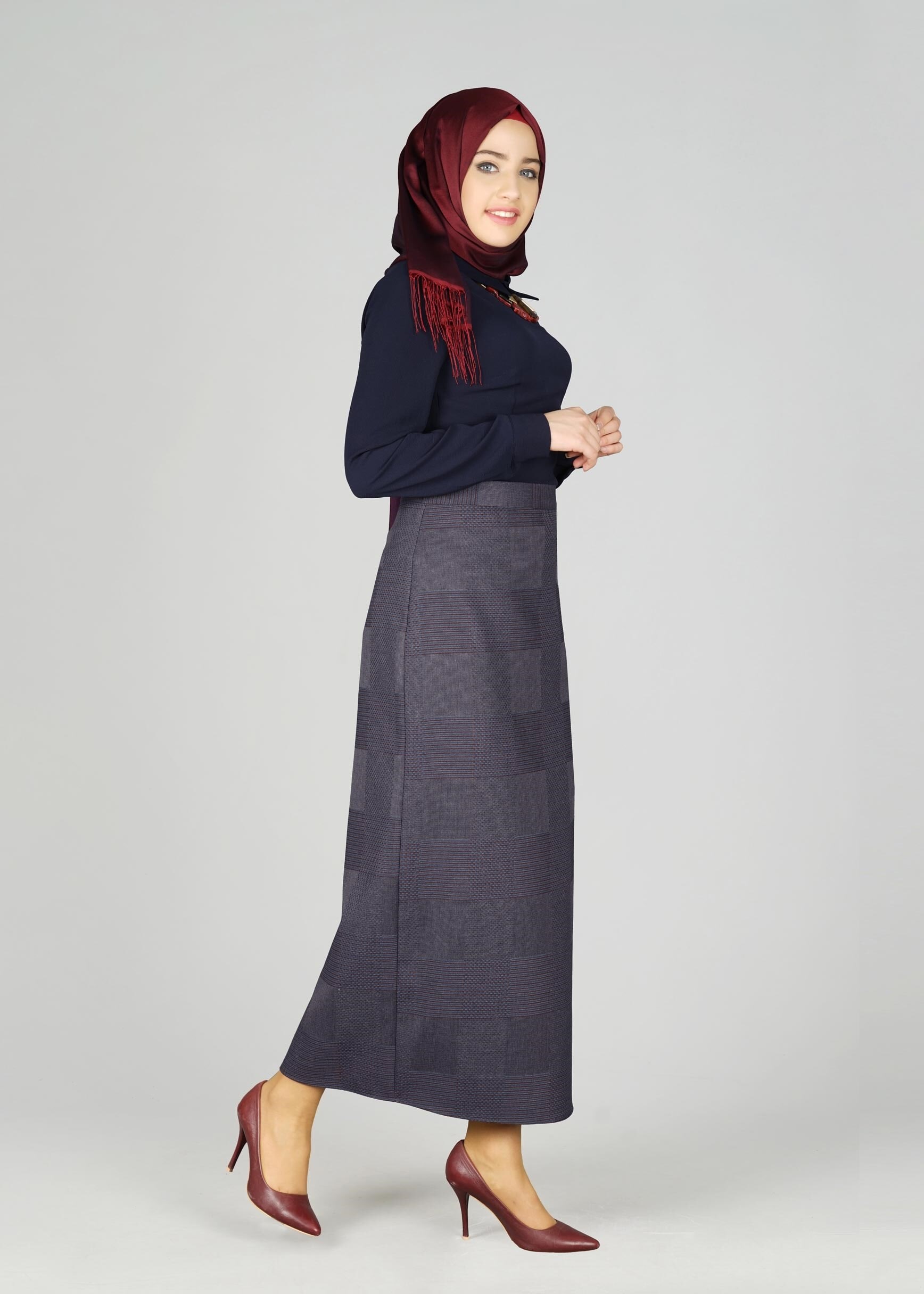 Tesettür giyim GRİ 6965 ETEK