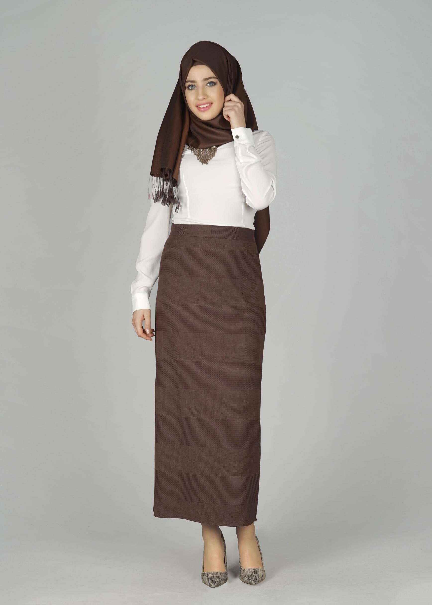 Tesettür giyim KAHVE 6965 ETEK