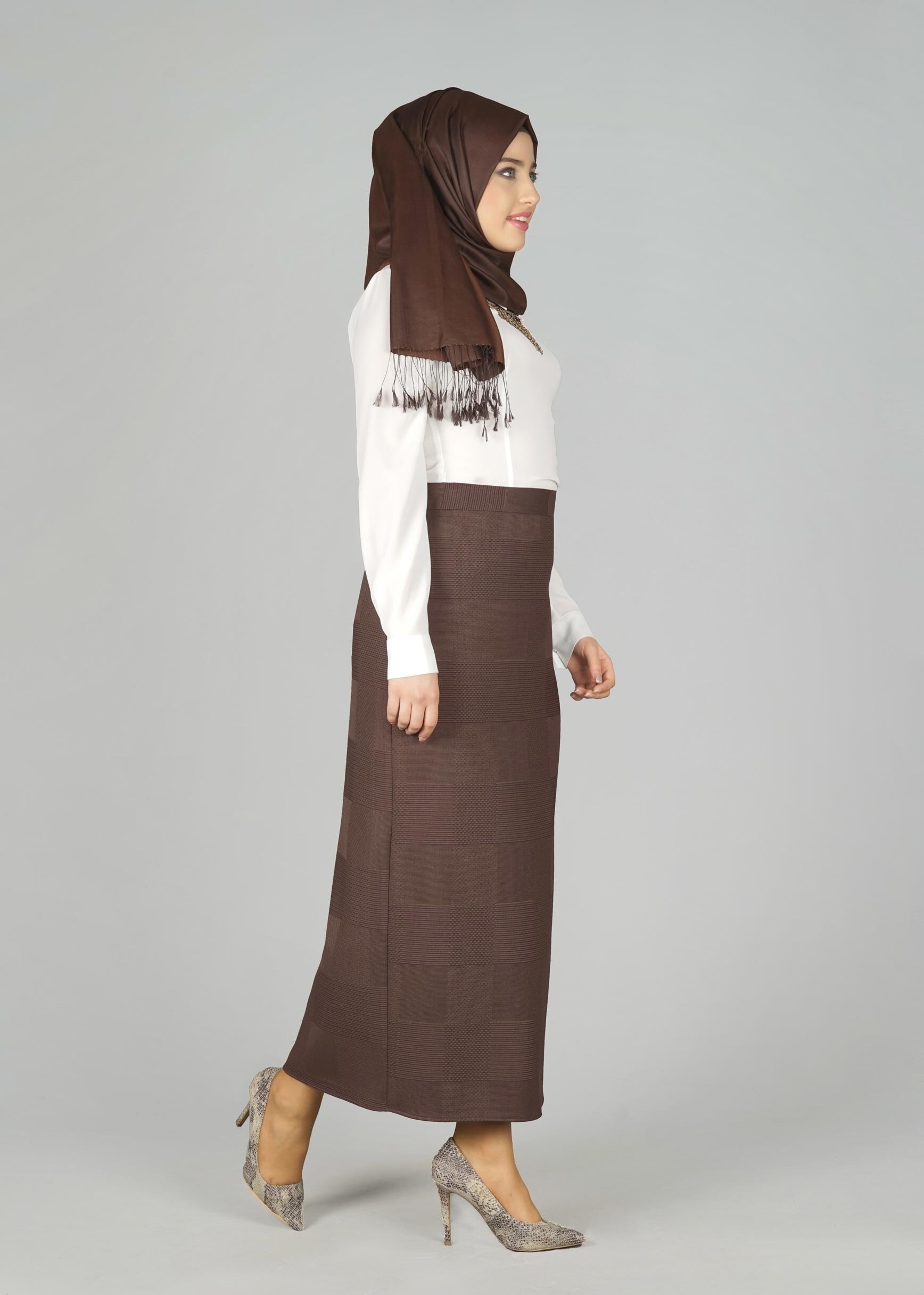 Tesettür giyim KAHVE 6965 ETEK