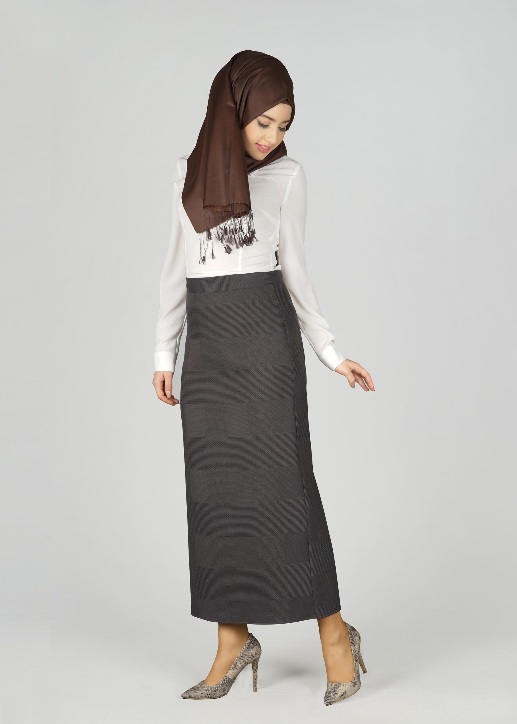 Tesettür giyim VİZON 6965 ETEK