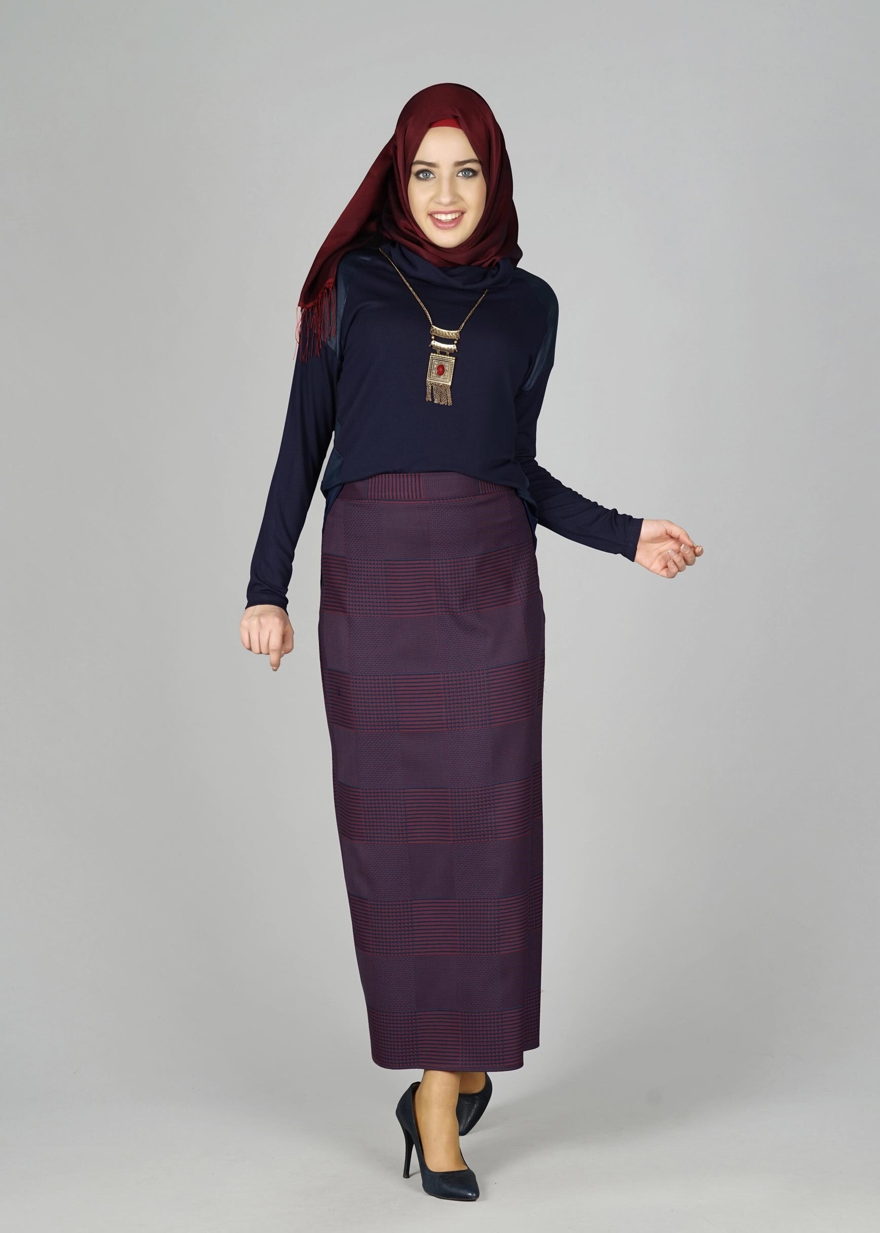 Tesettür giyim LACİVERT 6965 ETEK