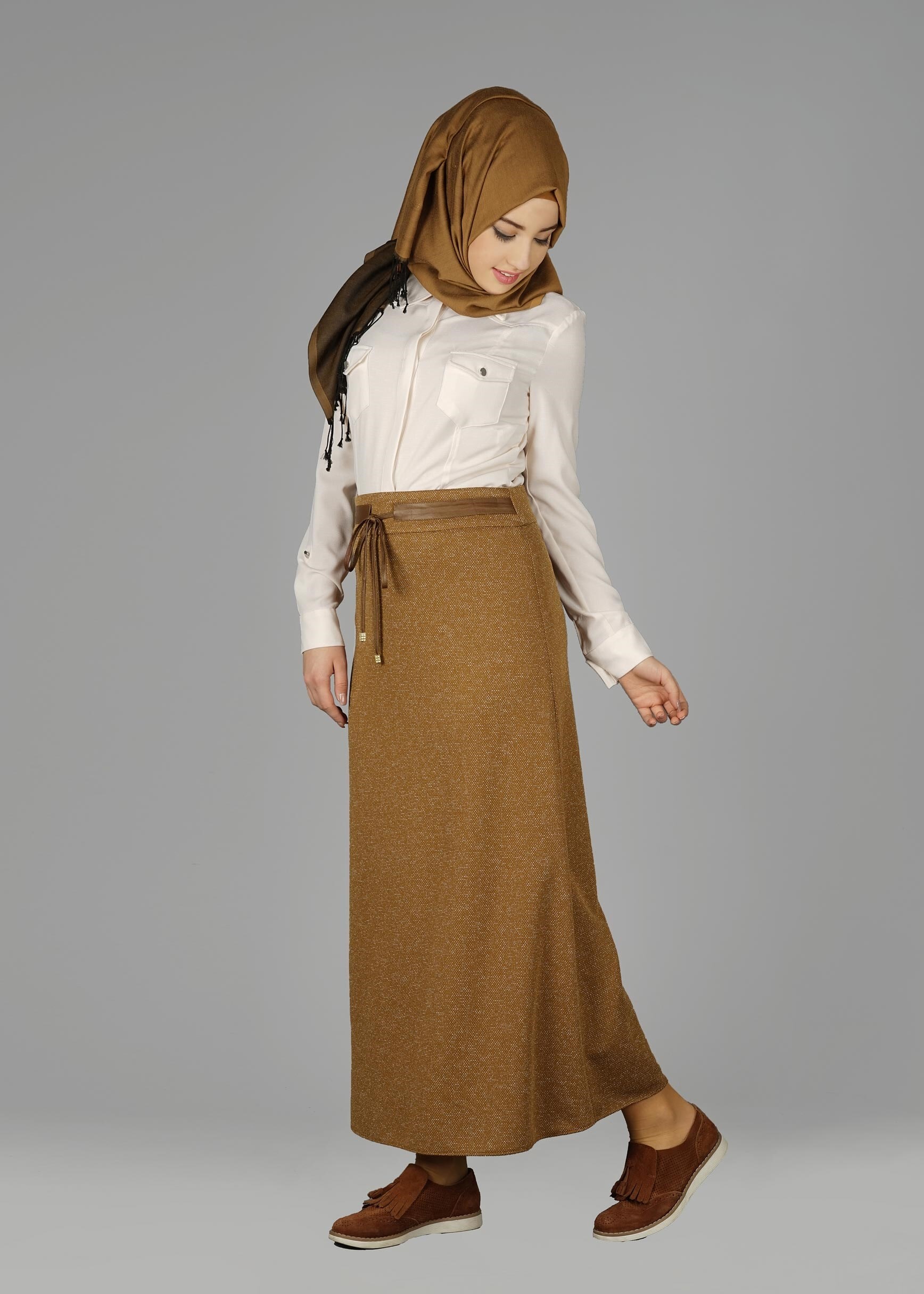 Tesettür giyim KAHVE 6967 ETEK