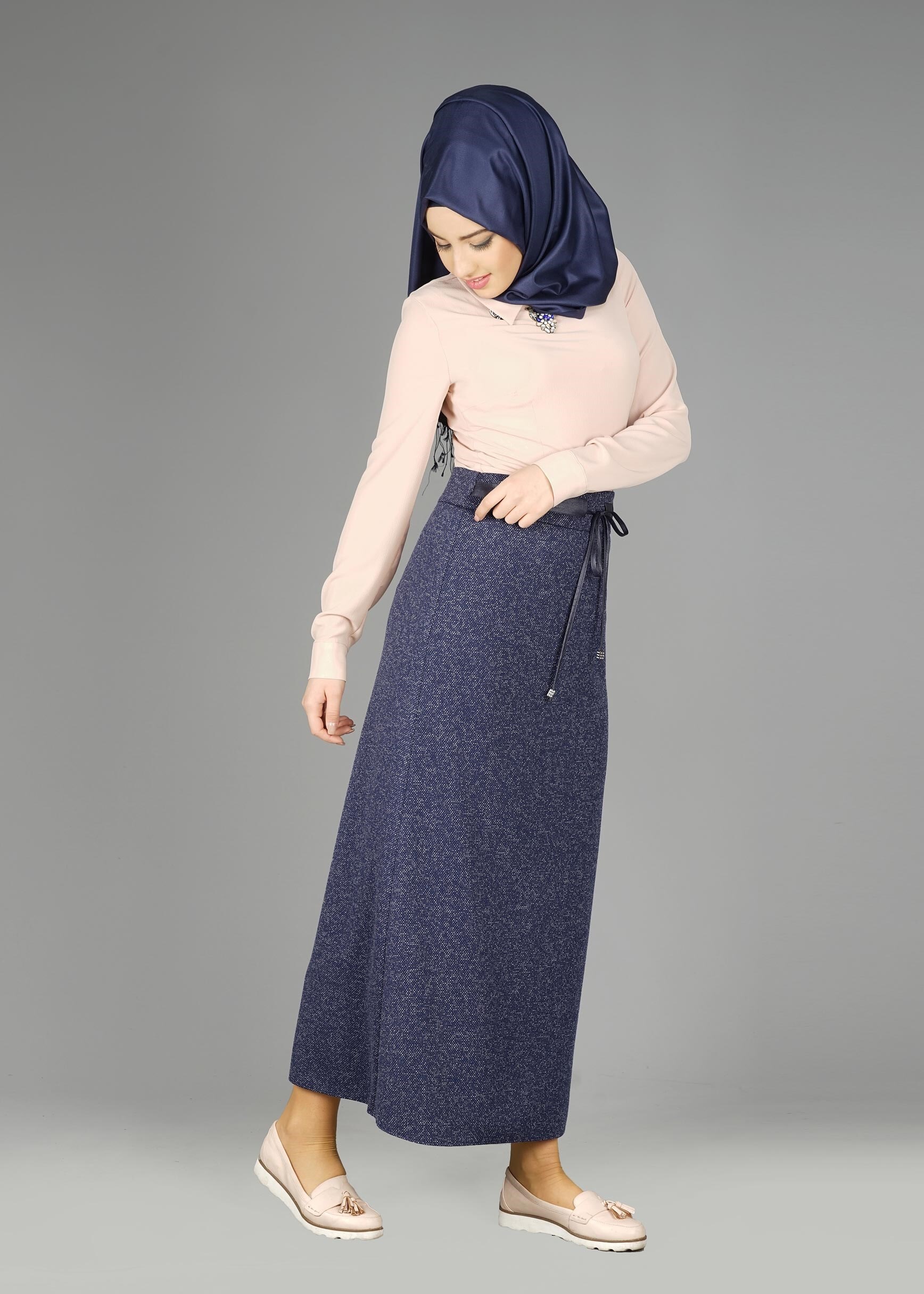 Tesettür giyim LACİVERT 6967 ETEK