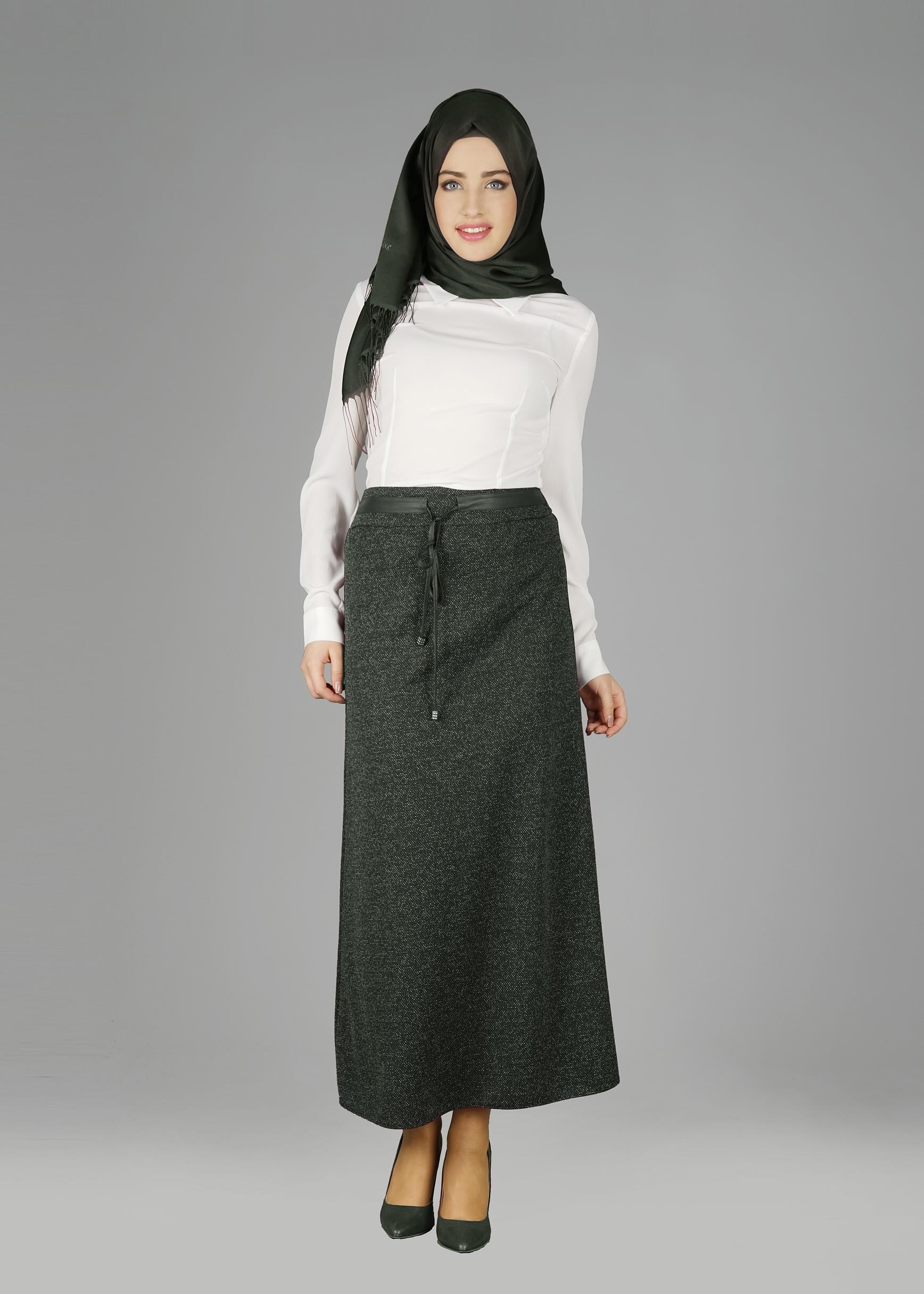 Tesettür giyim YEŞİL 6967 ETEK