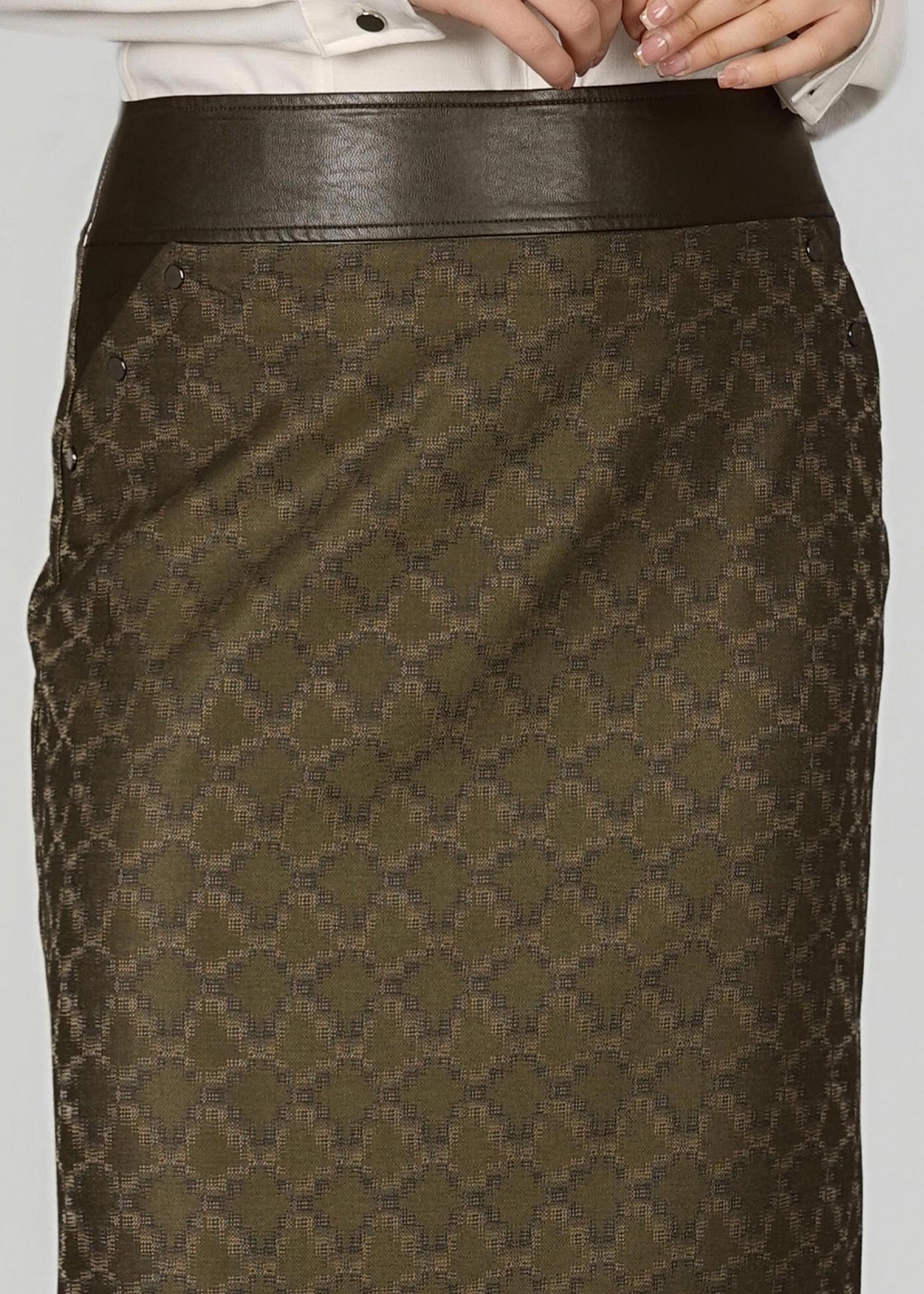 Tesettür giyim HAKİ 6968 ETEK