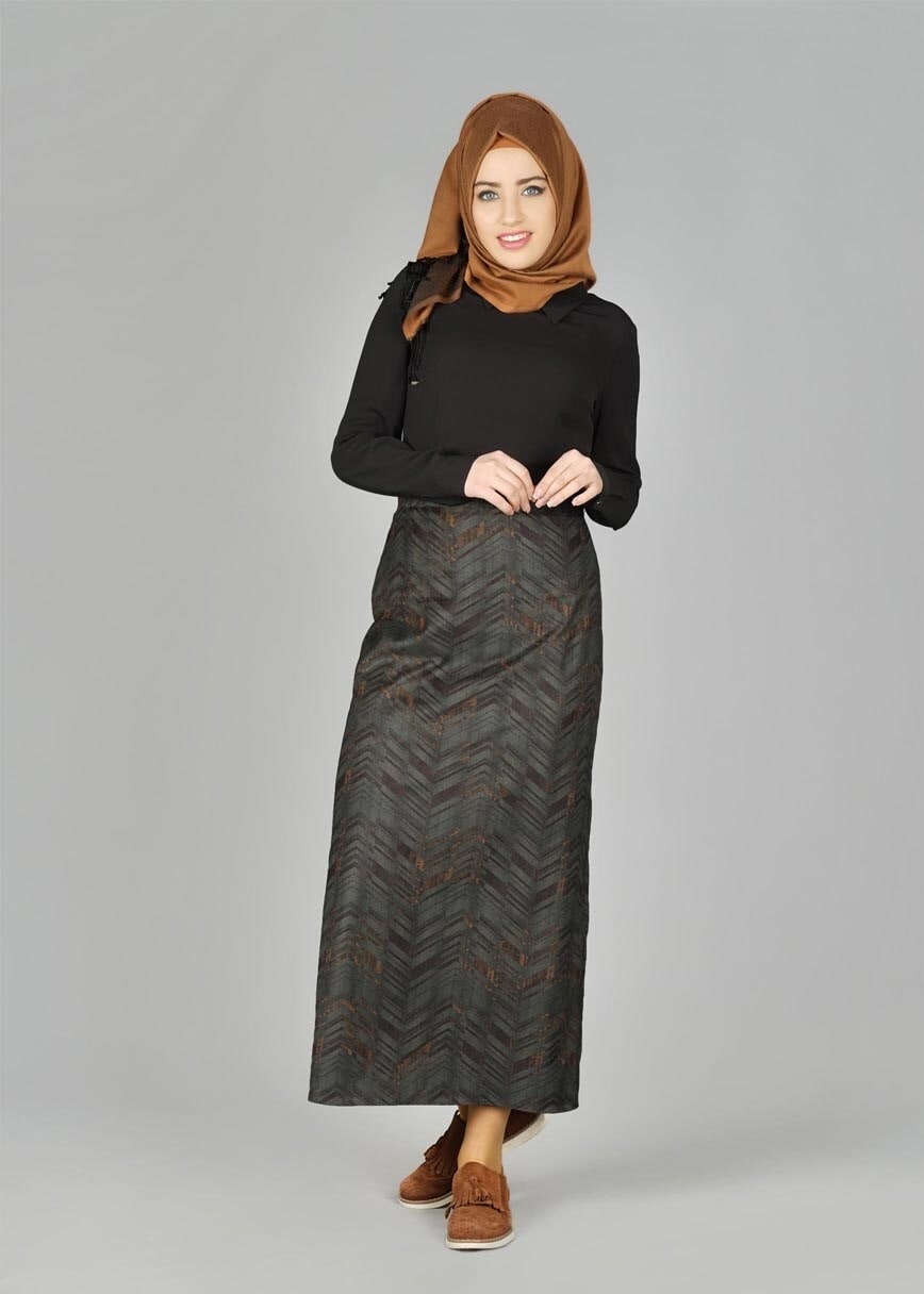 Tesettür giyim GRİ 6969 ETEK