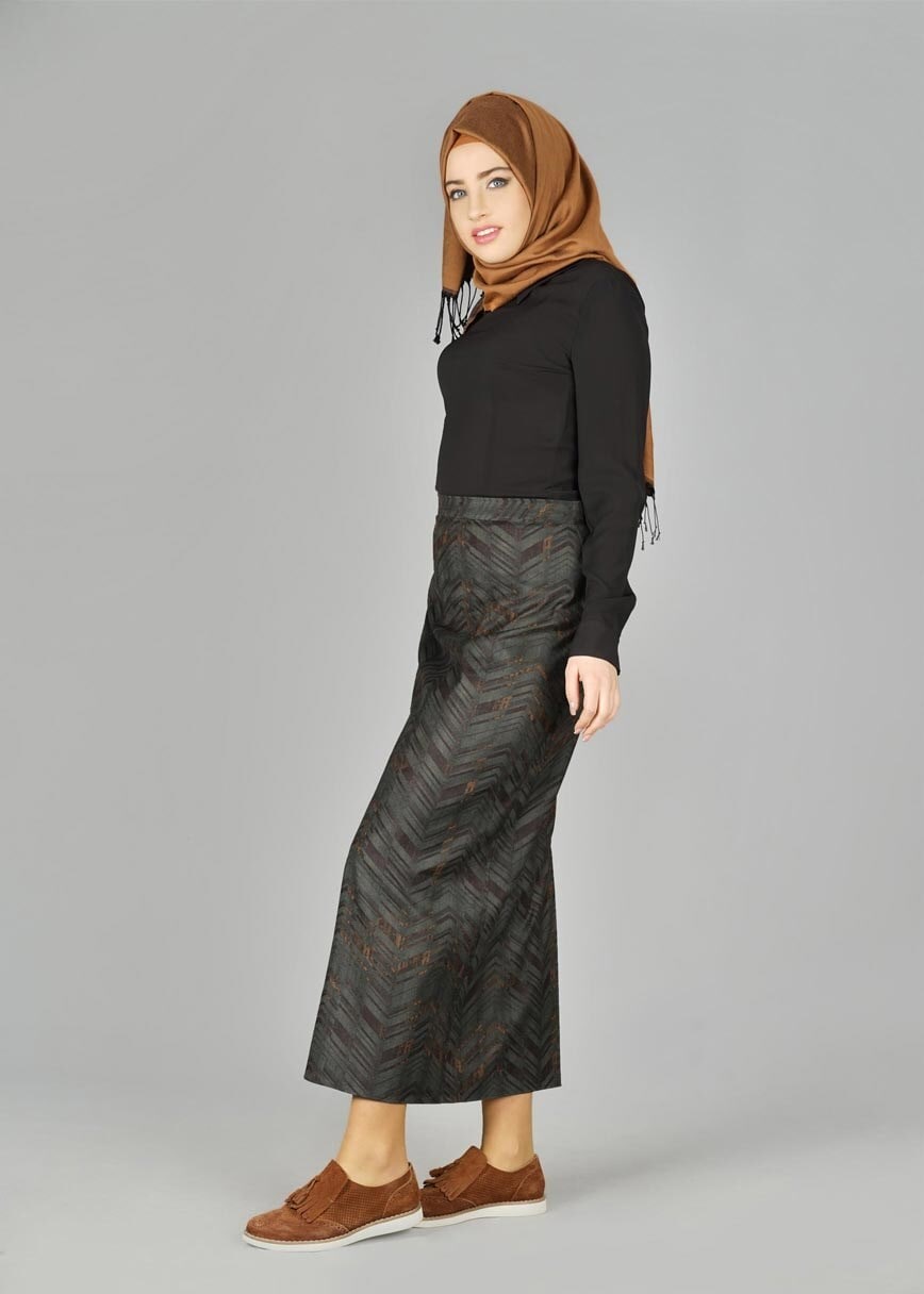 Tesettür giyim GRİ 6969 ETEK