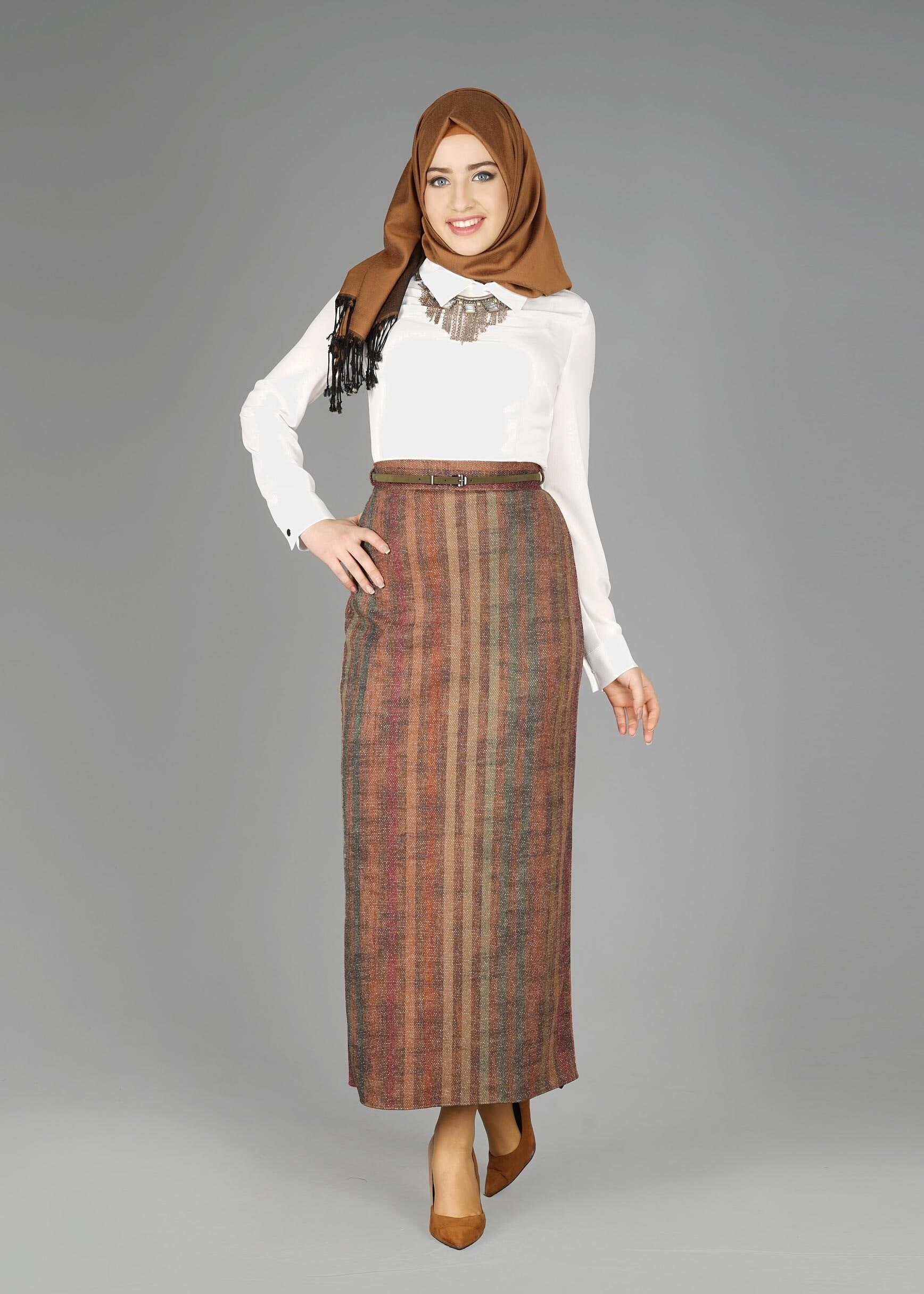 Tesettür giyim LACİVERT 6970 ETEK 