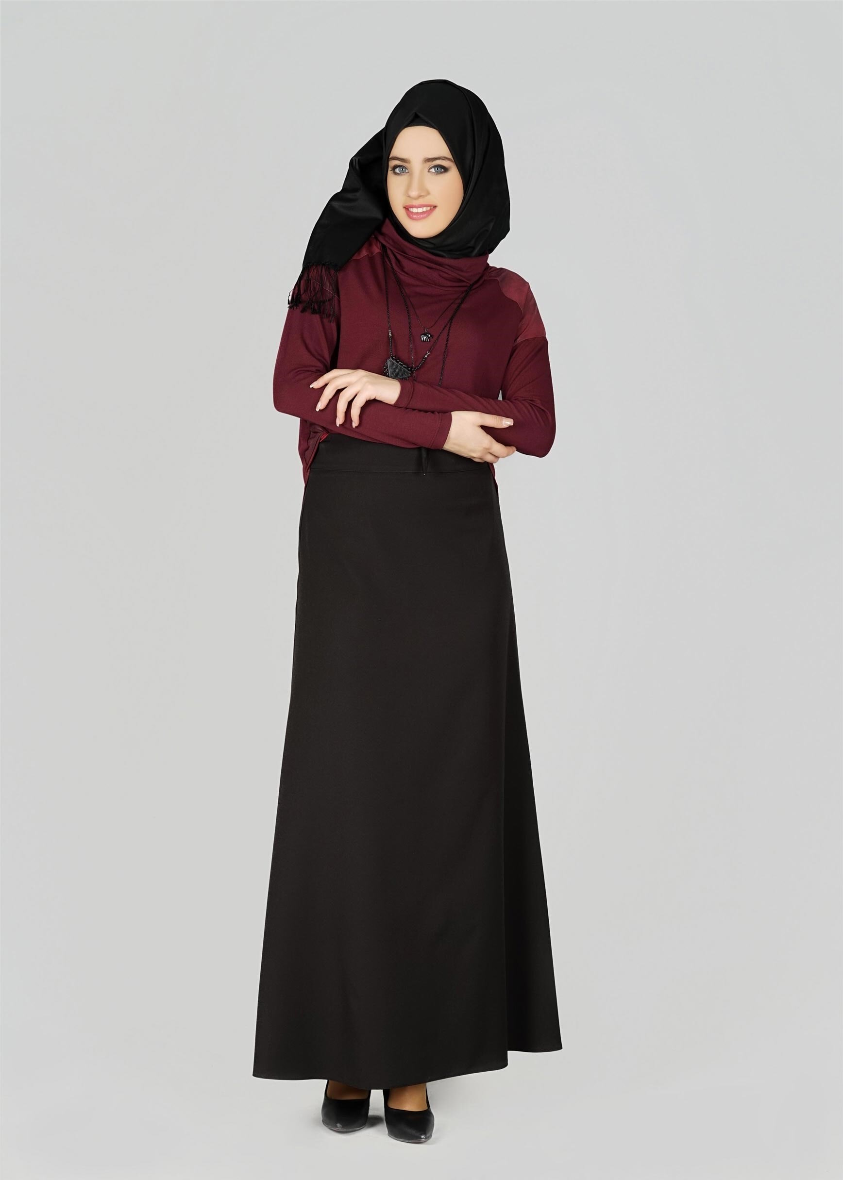 Tesettür giyim SİYAH 6973 ETEK