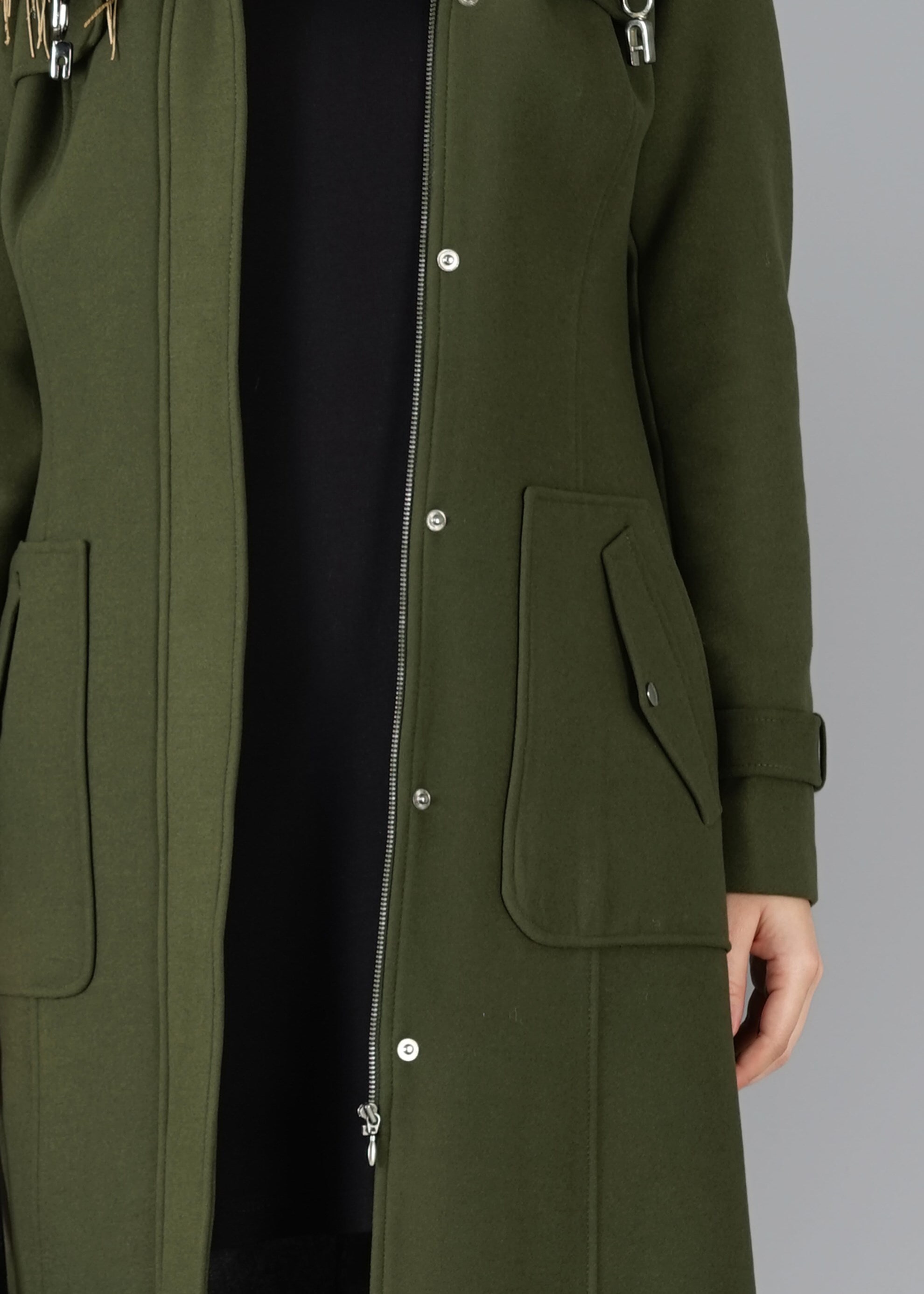 Tesettür giyim HAKİ 9453 KABAN