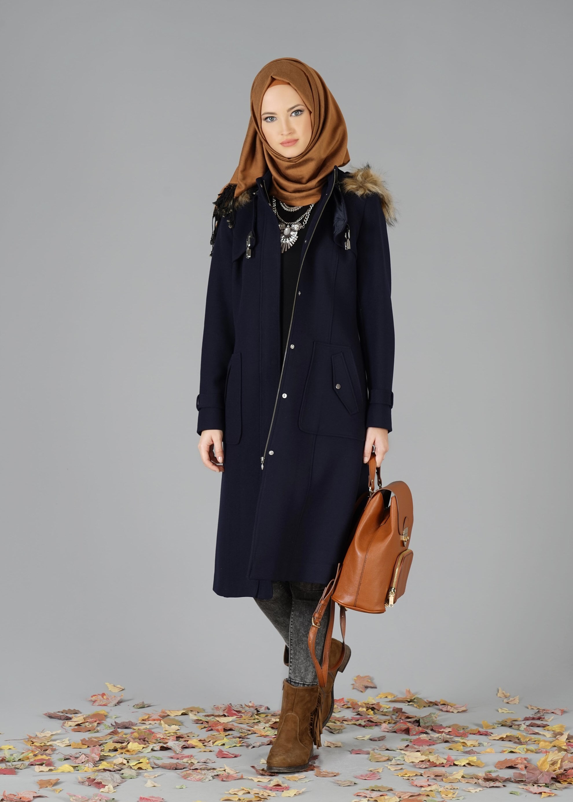 Tesettür giyim LACİVERT 9453 KABAN