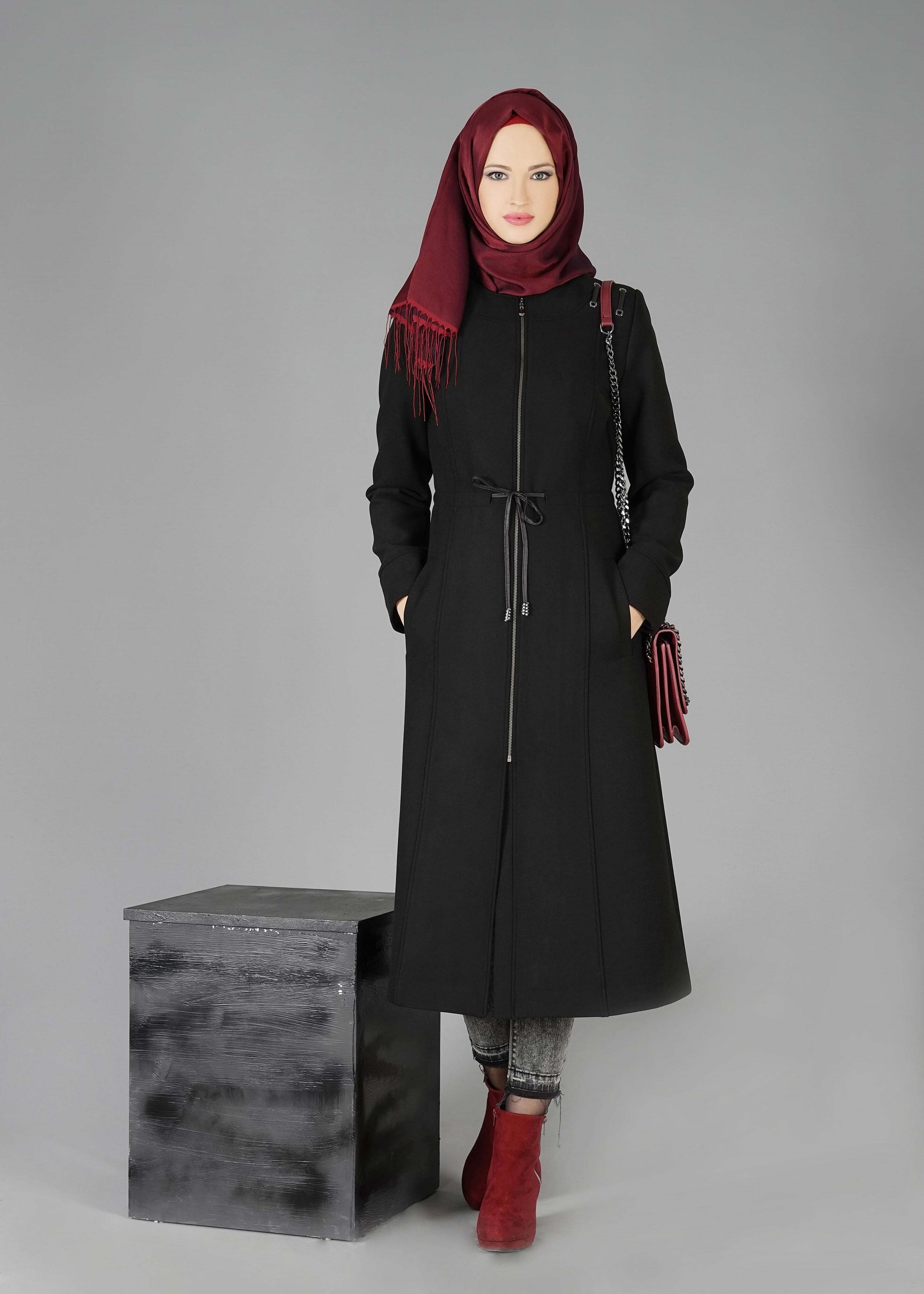 Tesettür giyim SİYAH 9457 KABAN