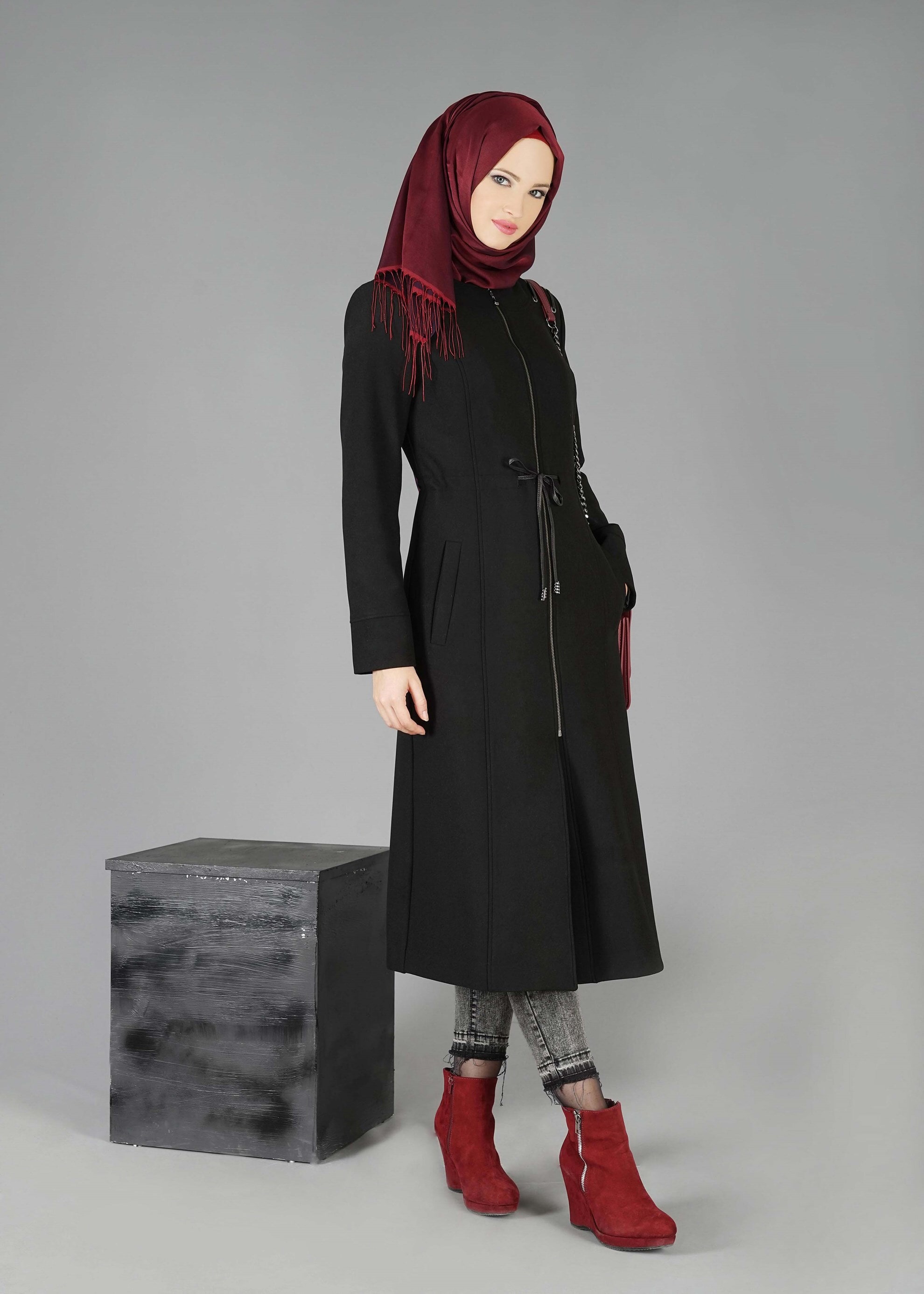 Tesettür giyim SİYAH 9457 KABAN