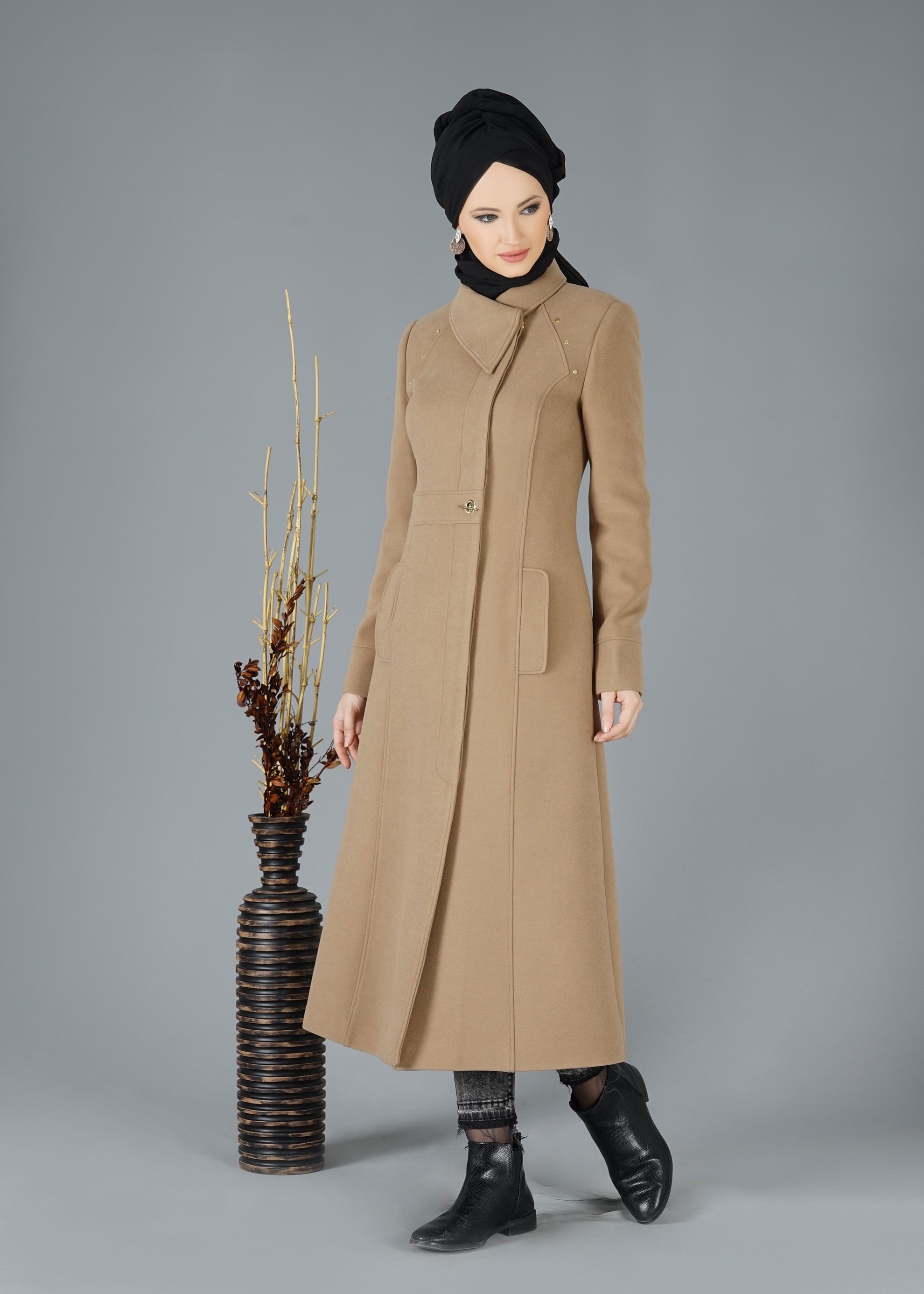Tesettür giyim BEJ 9458 KABAN
