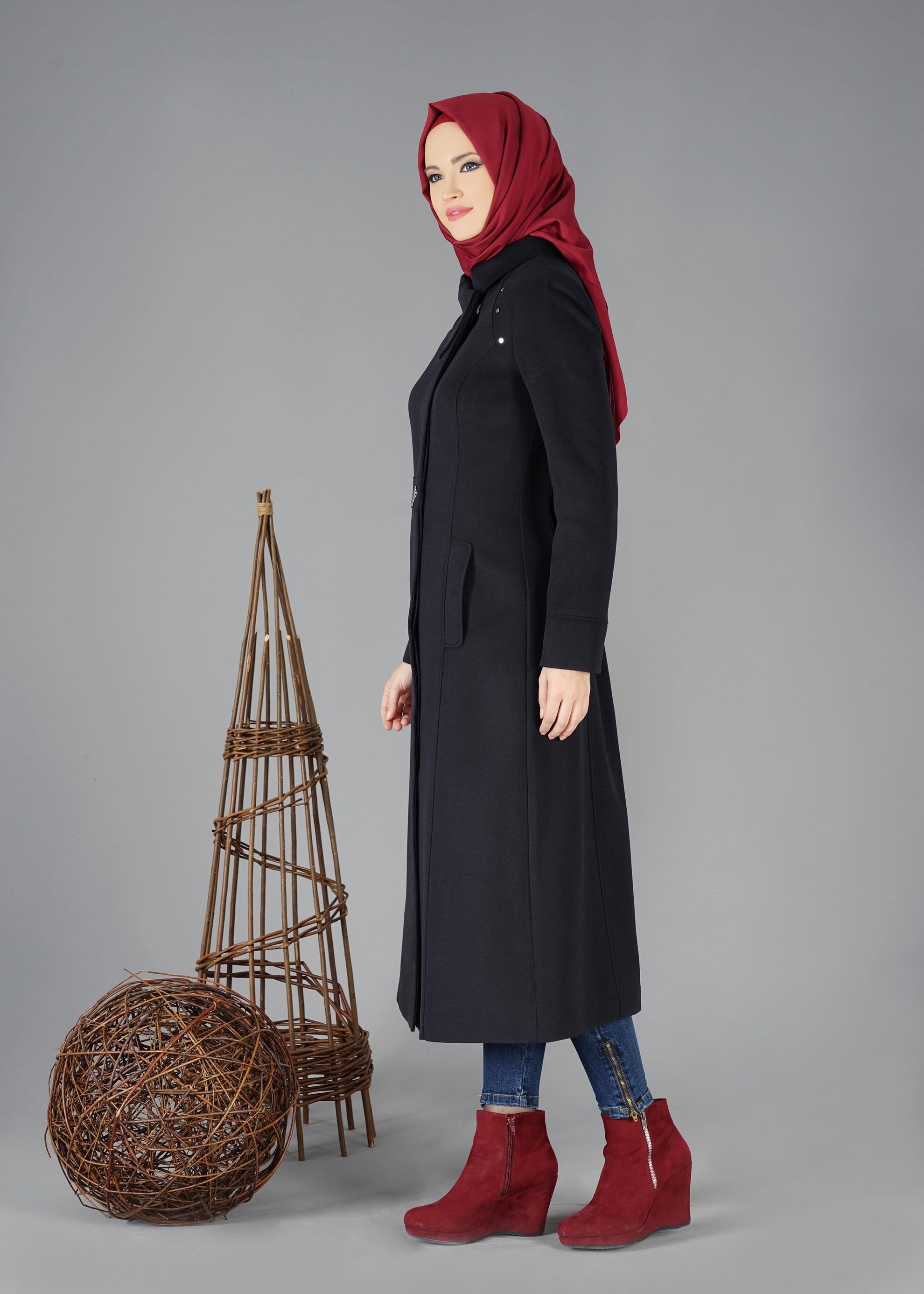 Tesettür giyim LACİVERT 9458 KABAN