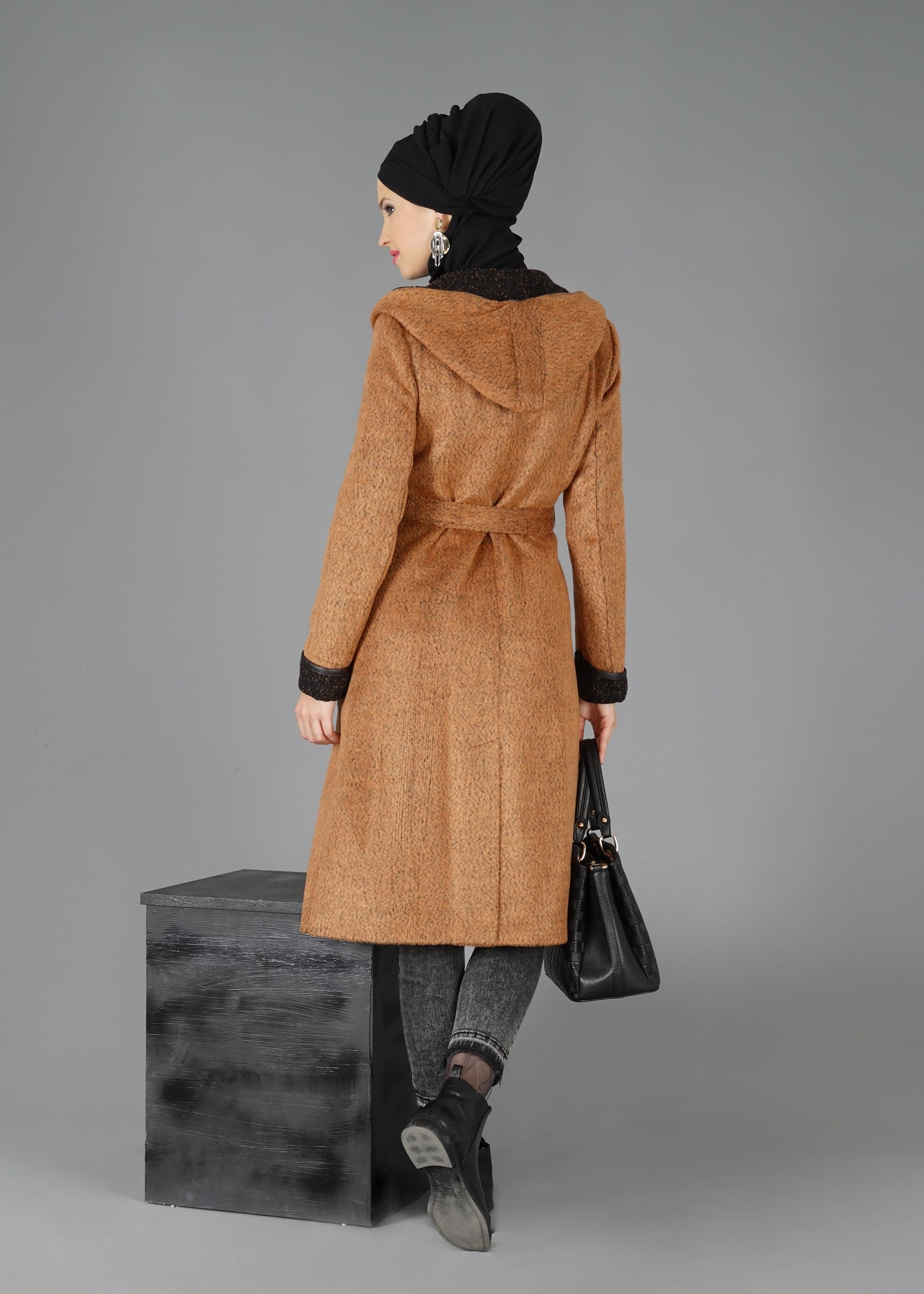 Tesettür giyim TURUNCU 9474 KABAN