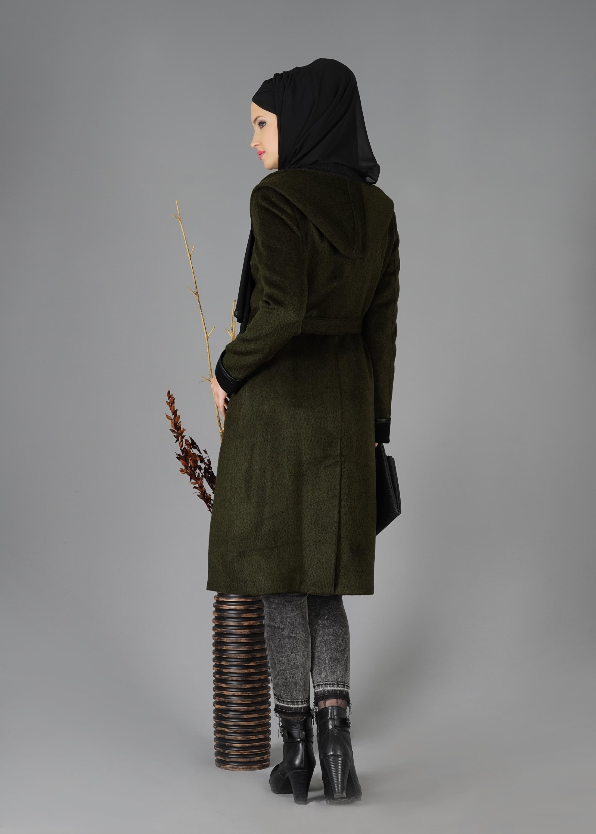 Tesettür giyim HAKİ 9474 KABAN