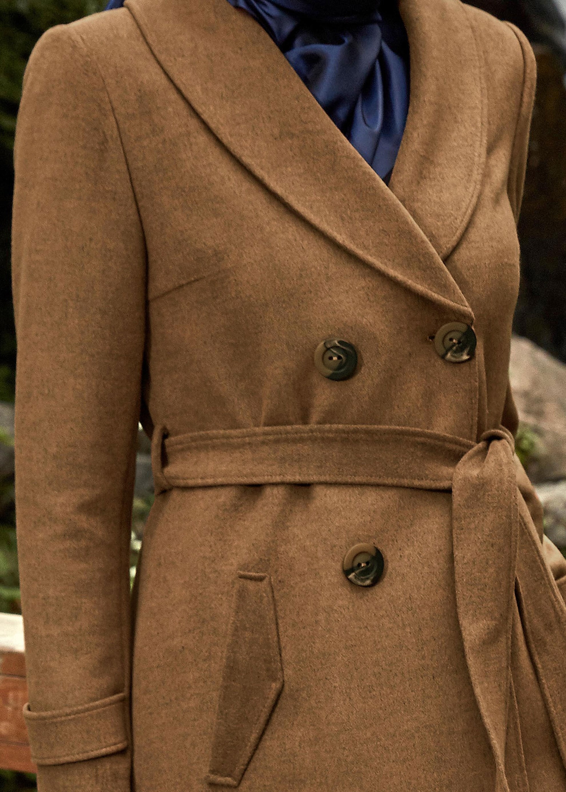 Tesettür giyim KAHVE DÜĞMELİ KUŞAKLI KABAN 9481