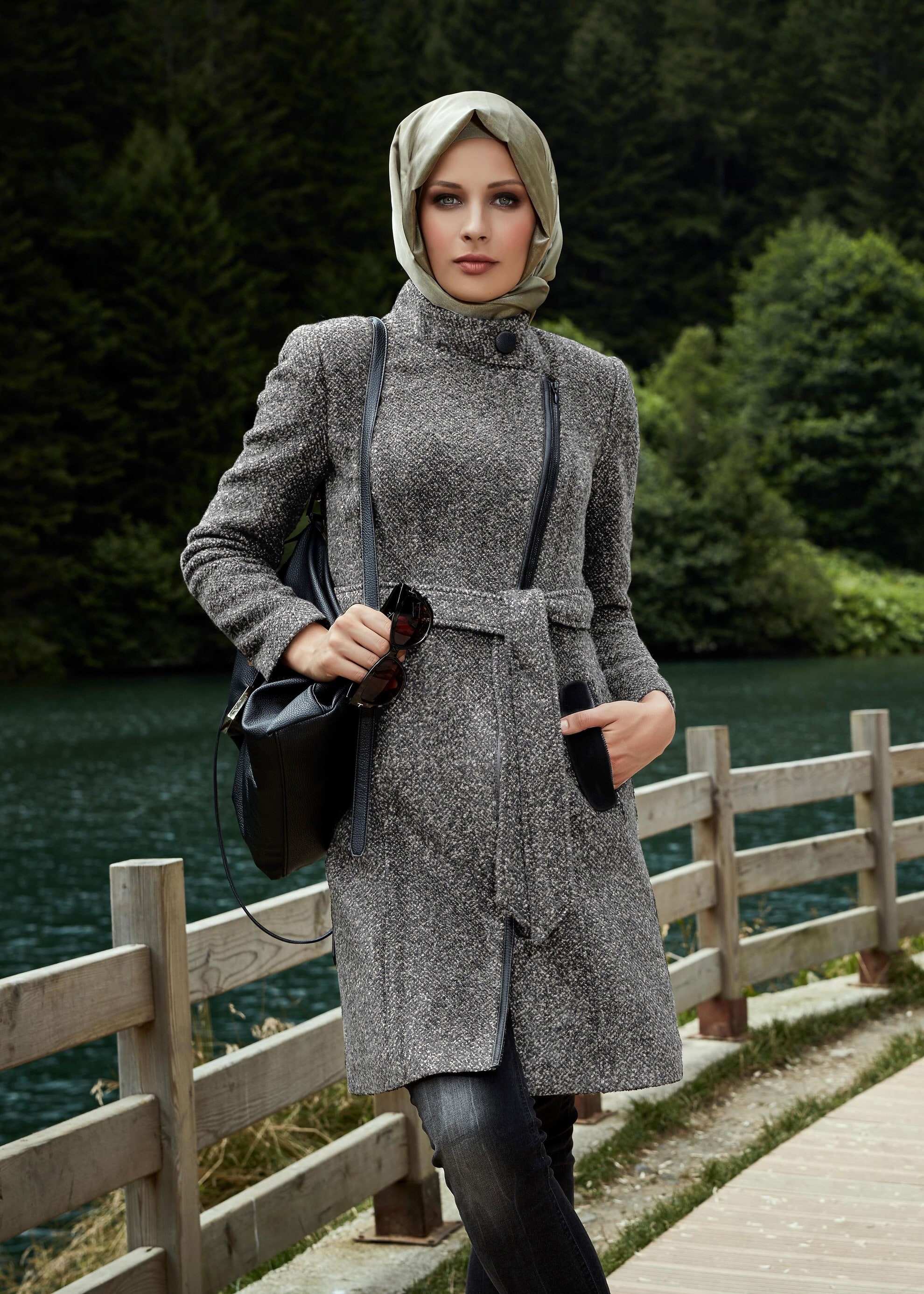 Tesettür giyim GRİ 9489 KABAN