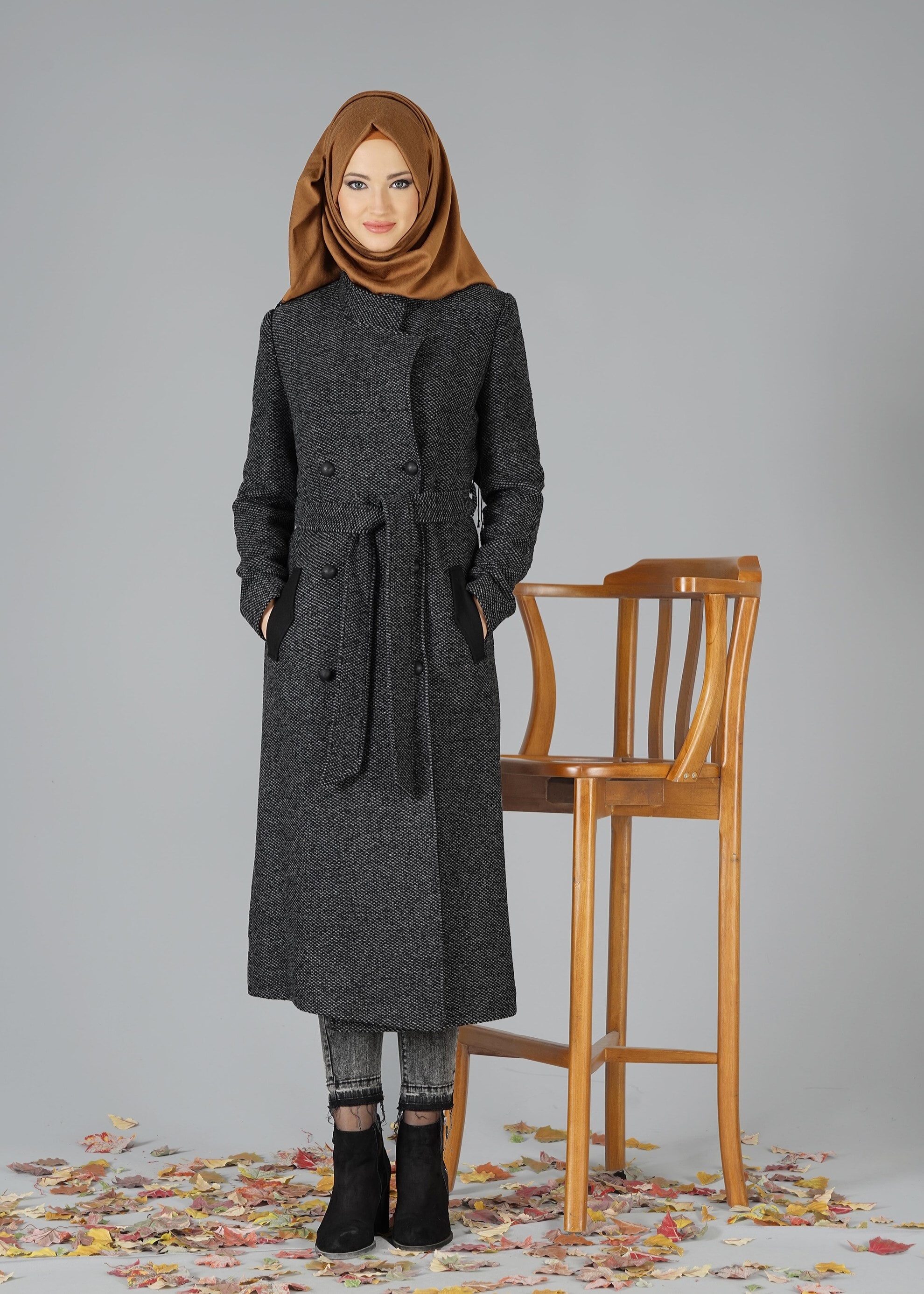 Tesettür giyim GRİ 9492 KABAN