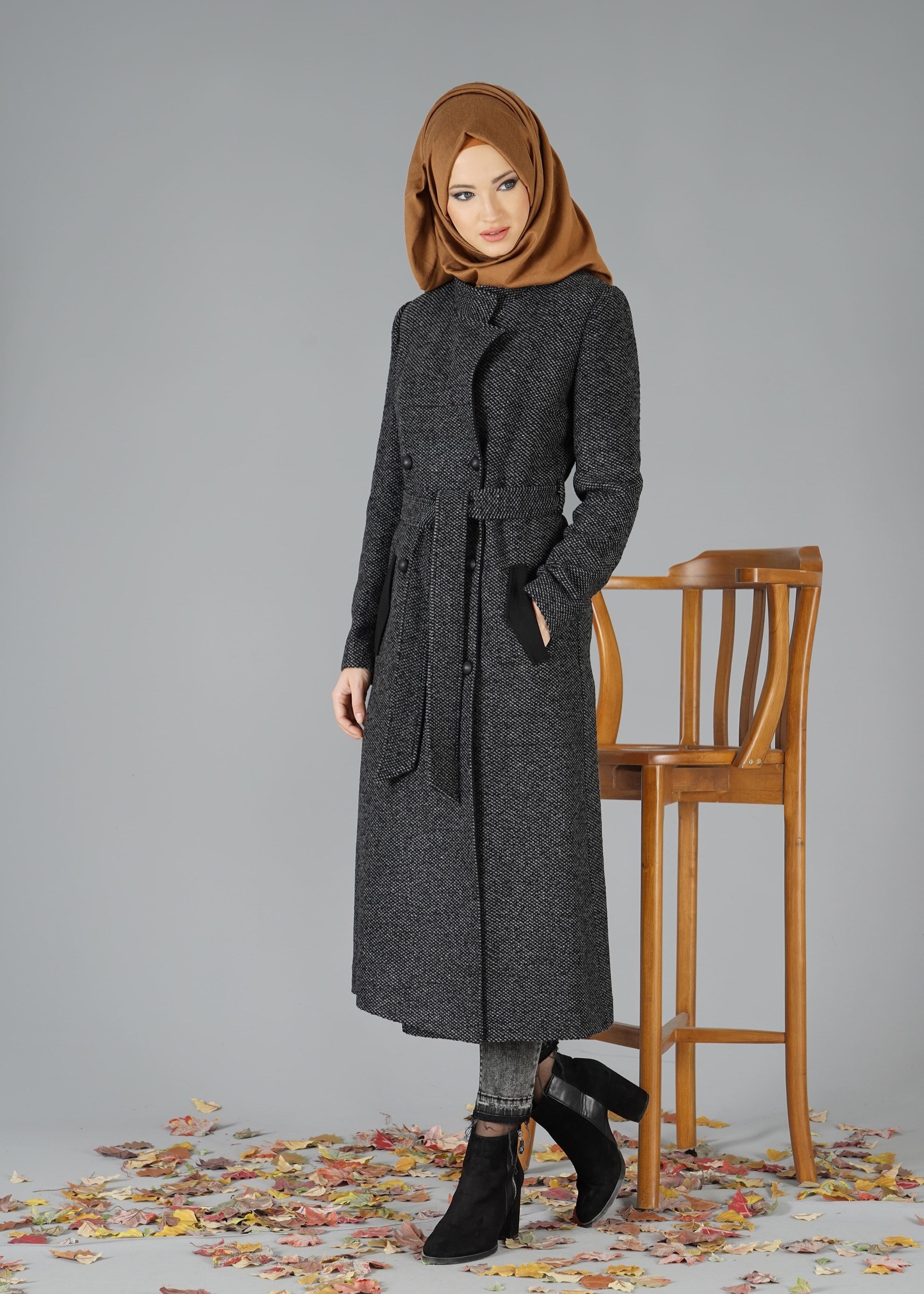 Tesettür giyim GRİ 9492 KABAN