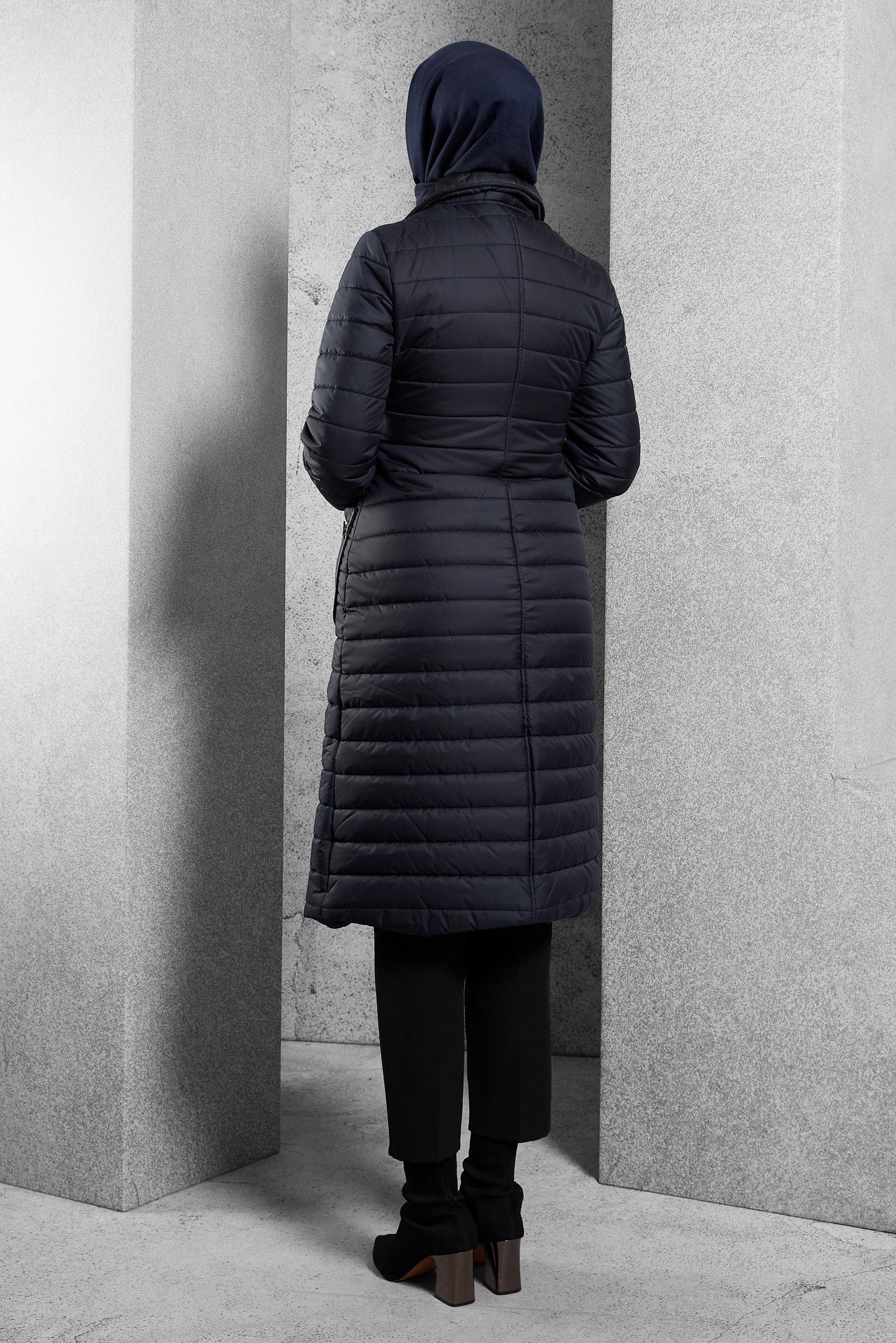 Tesettür giyim LACİVERT FERMUARLI KABAN 9496