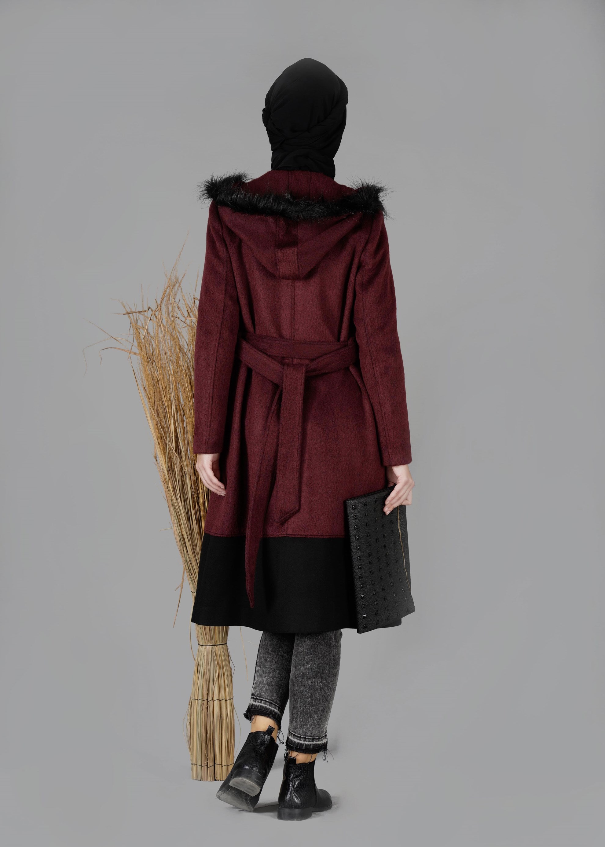 Tesettür giyim BORDO 9501 KABAN