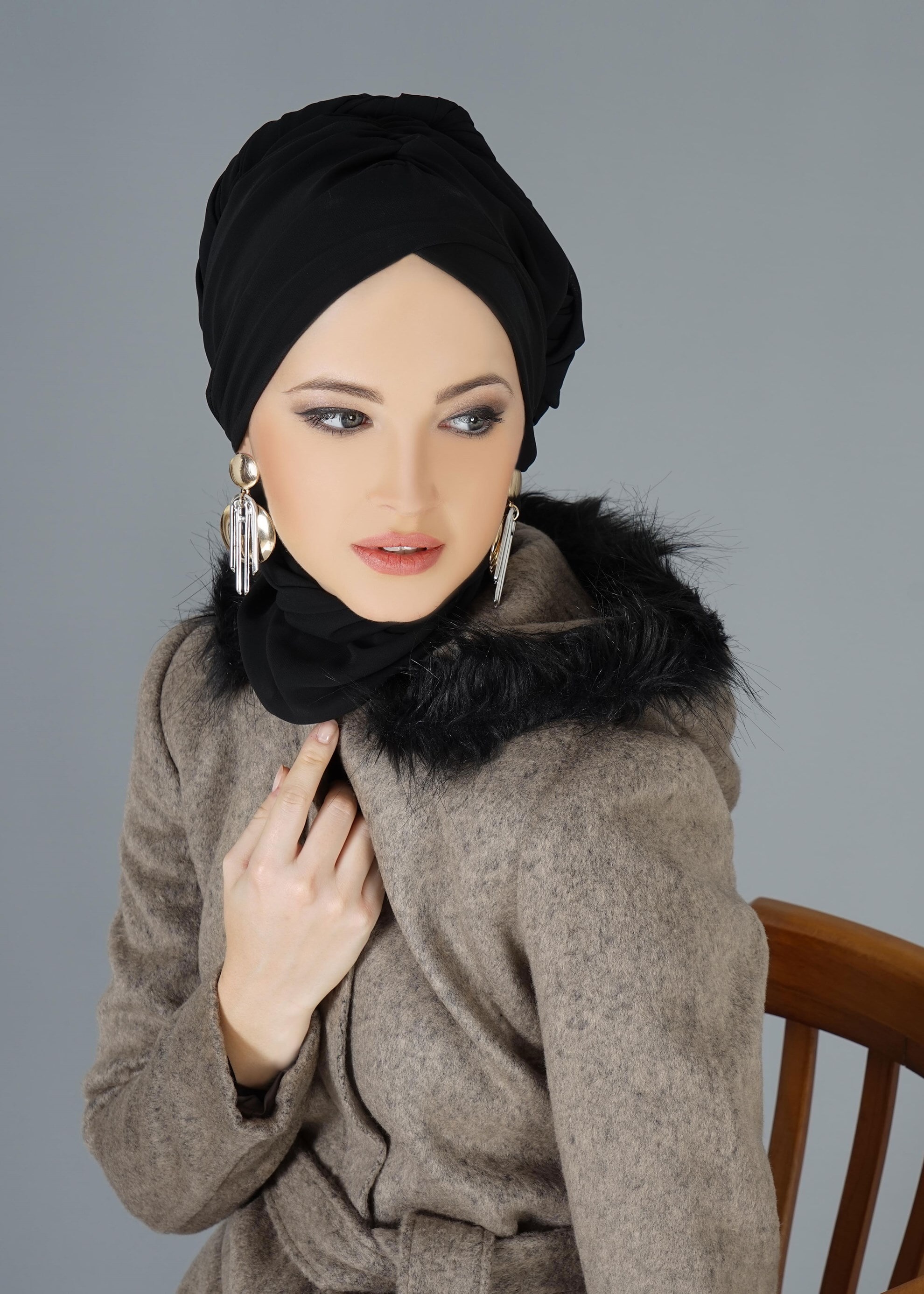 Tesettür giyim VİZON 9501 KABAN