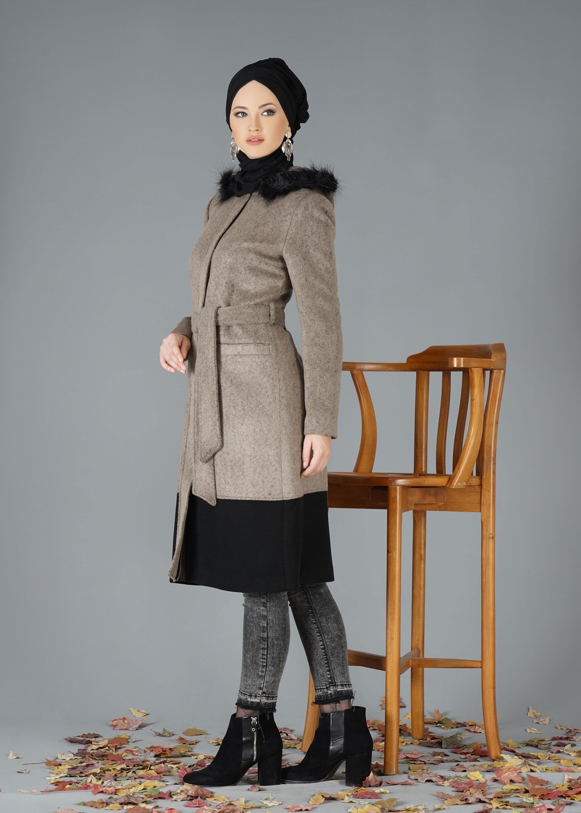 Tesettür giyim VİZON 9501 KABAN