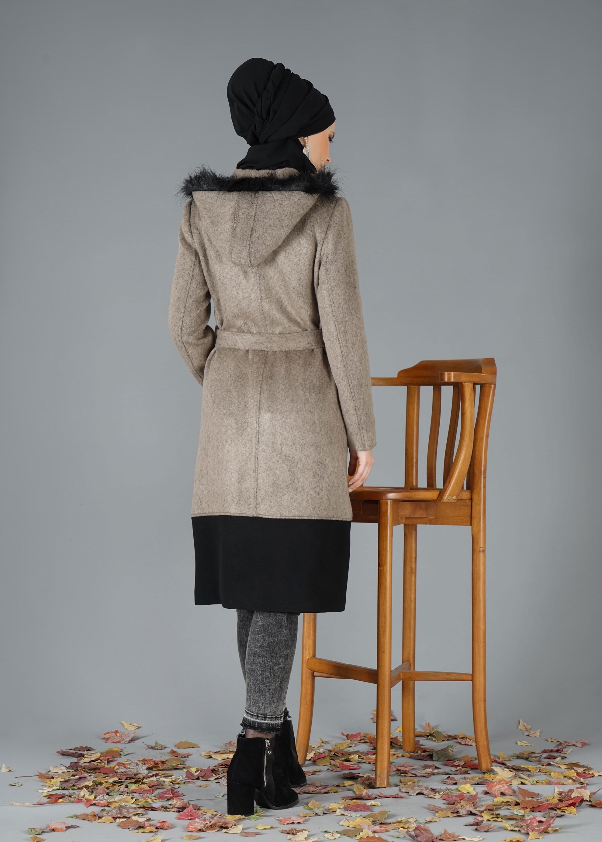 Tesettür giyim VİZON 9501 KABAN