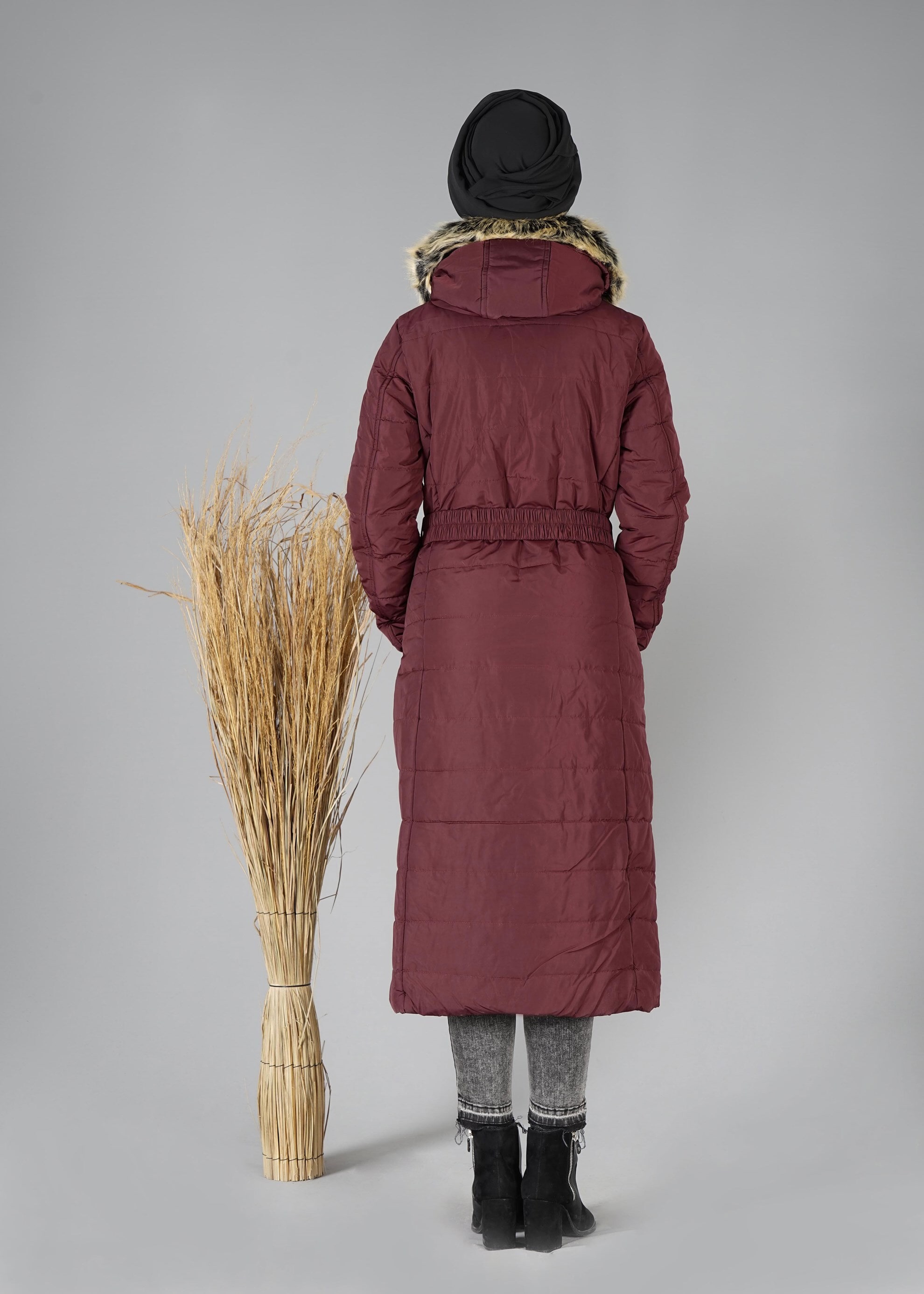 Tesettür giyim BORDO 9504 KABAN