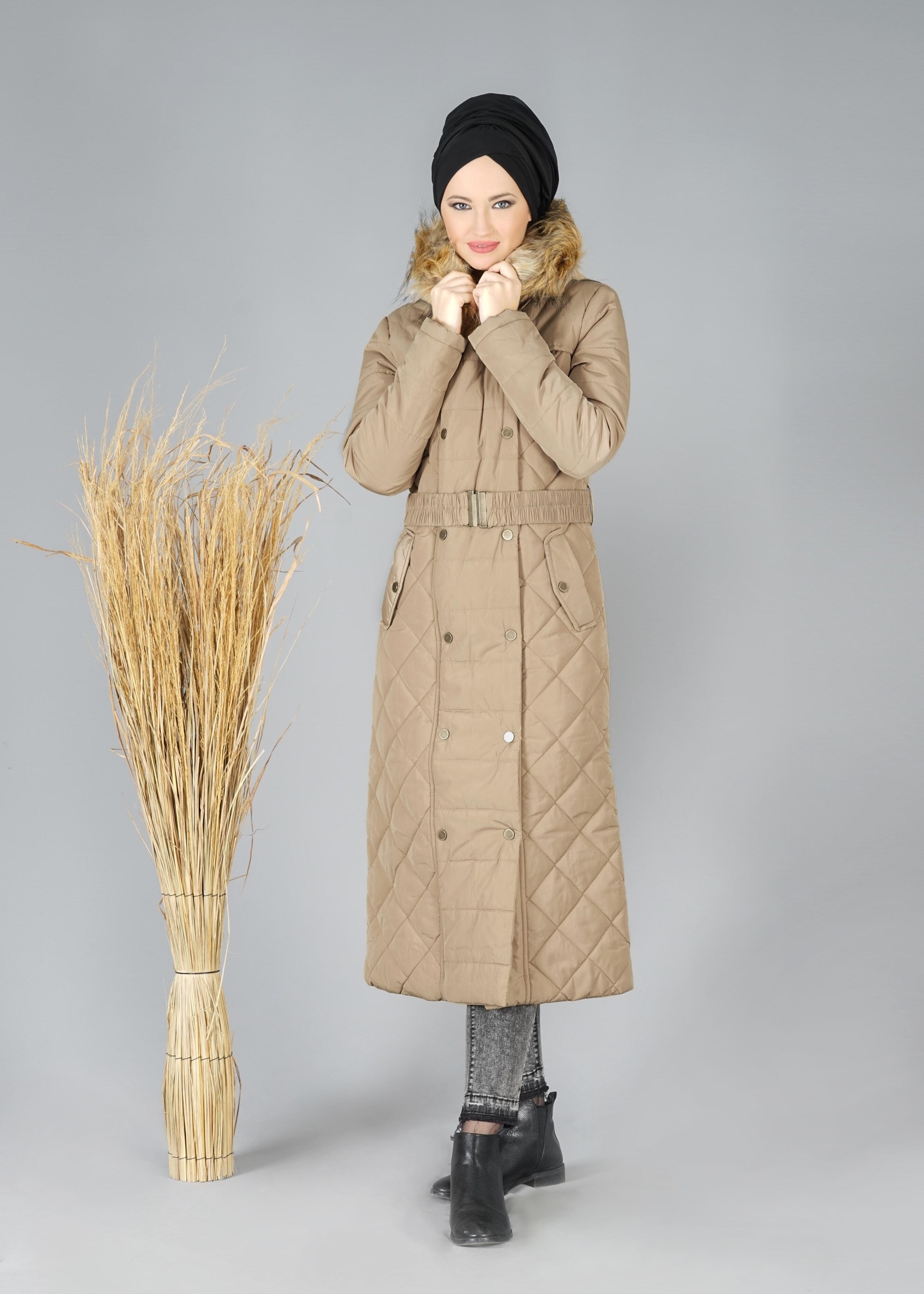 Tesettür giyim KAHVE 9508 KABAN