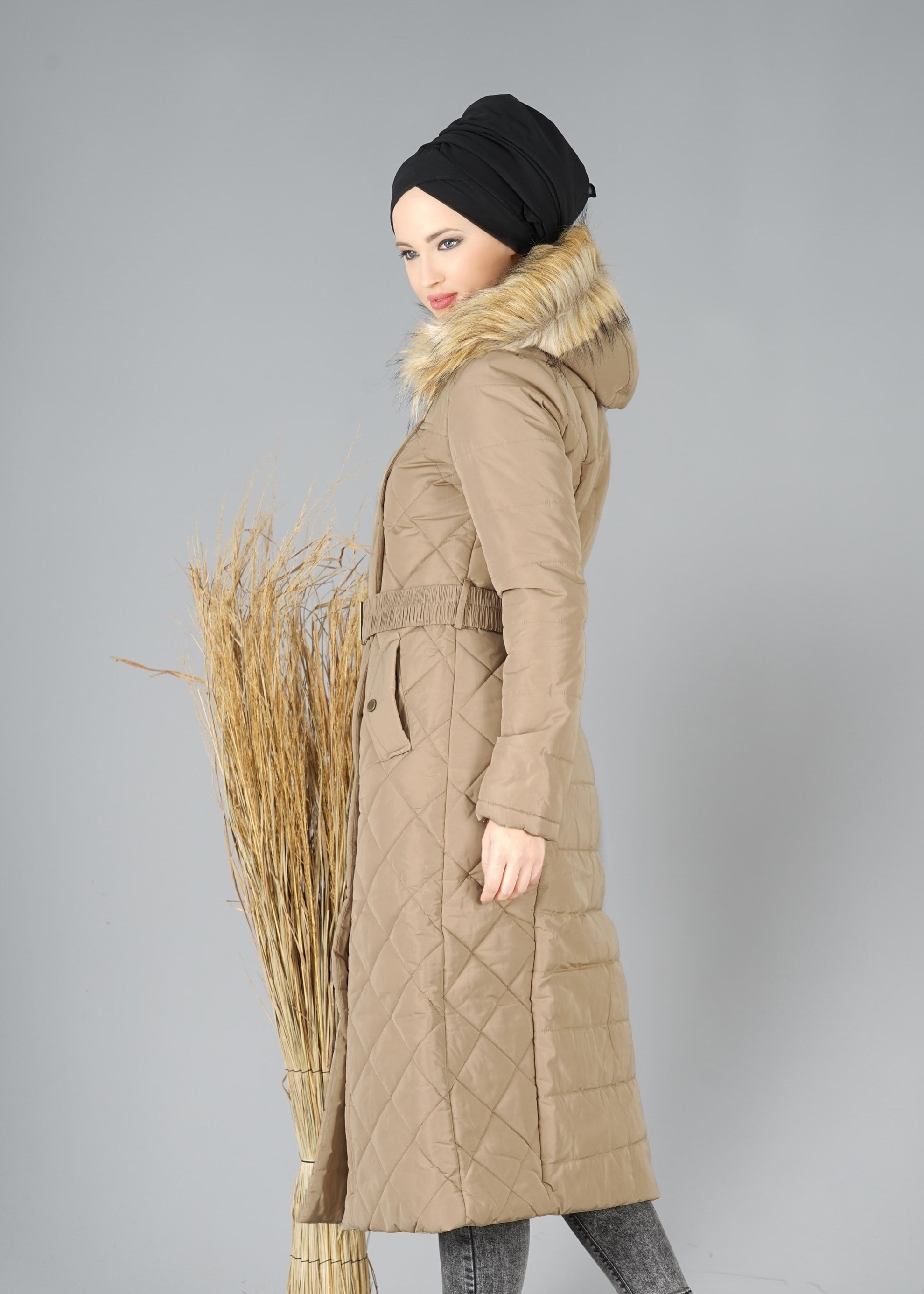 Tesettür giyim KAHVE 9508 KABAN