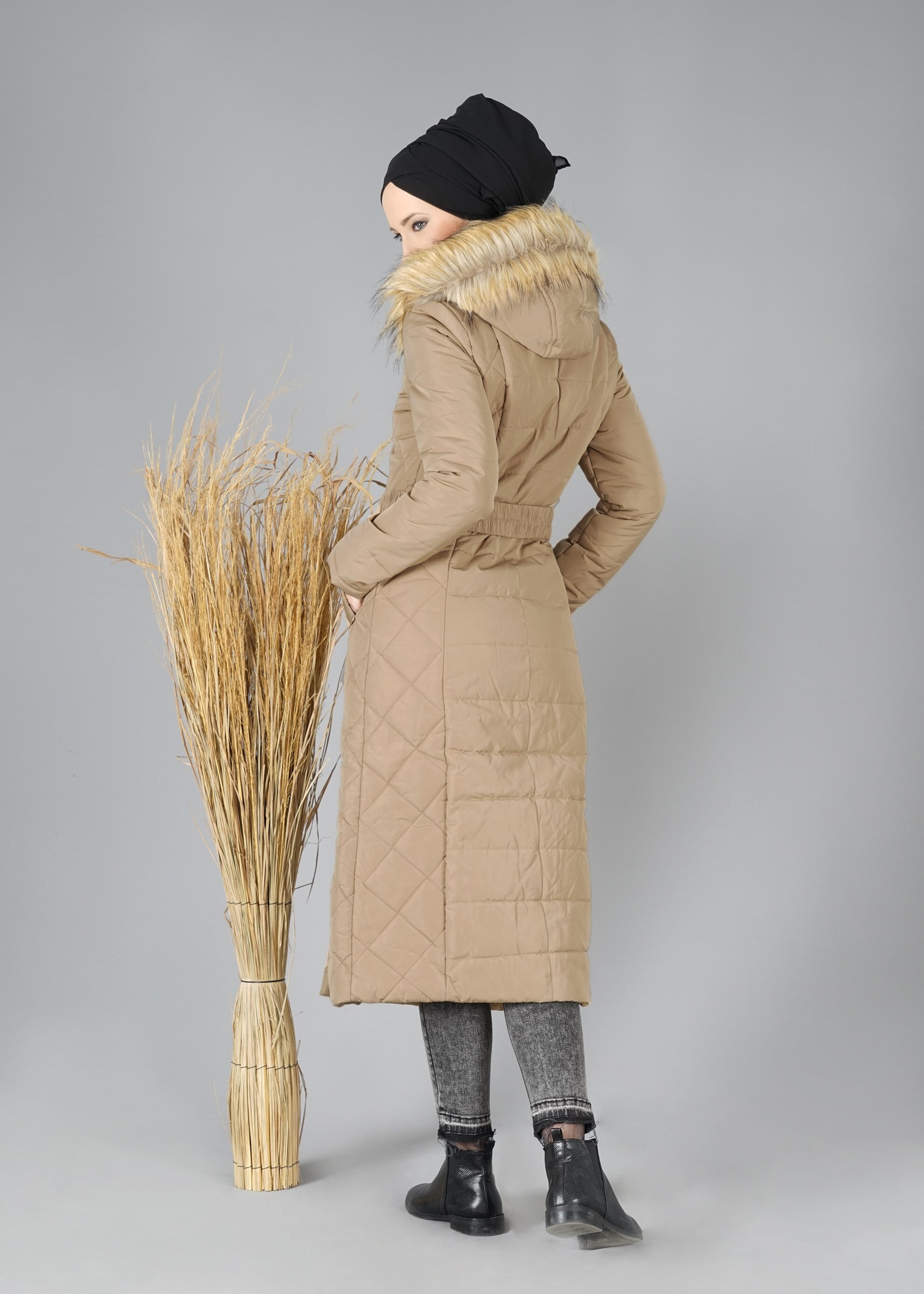 Tesettür giyim KAHVE 9508 KABAN