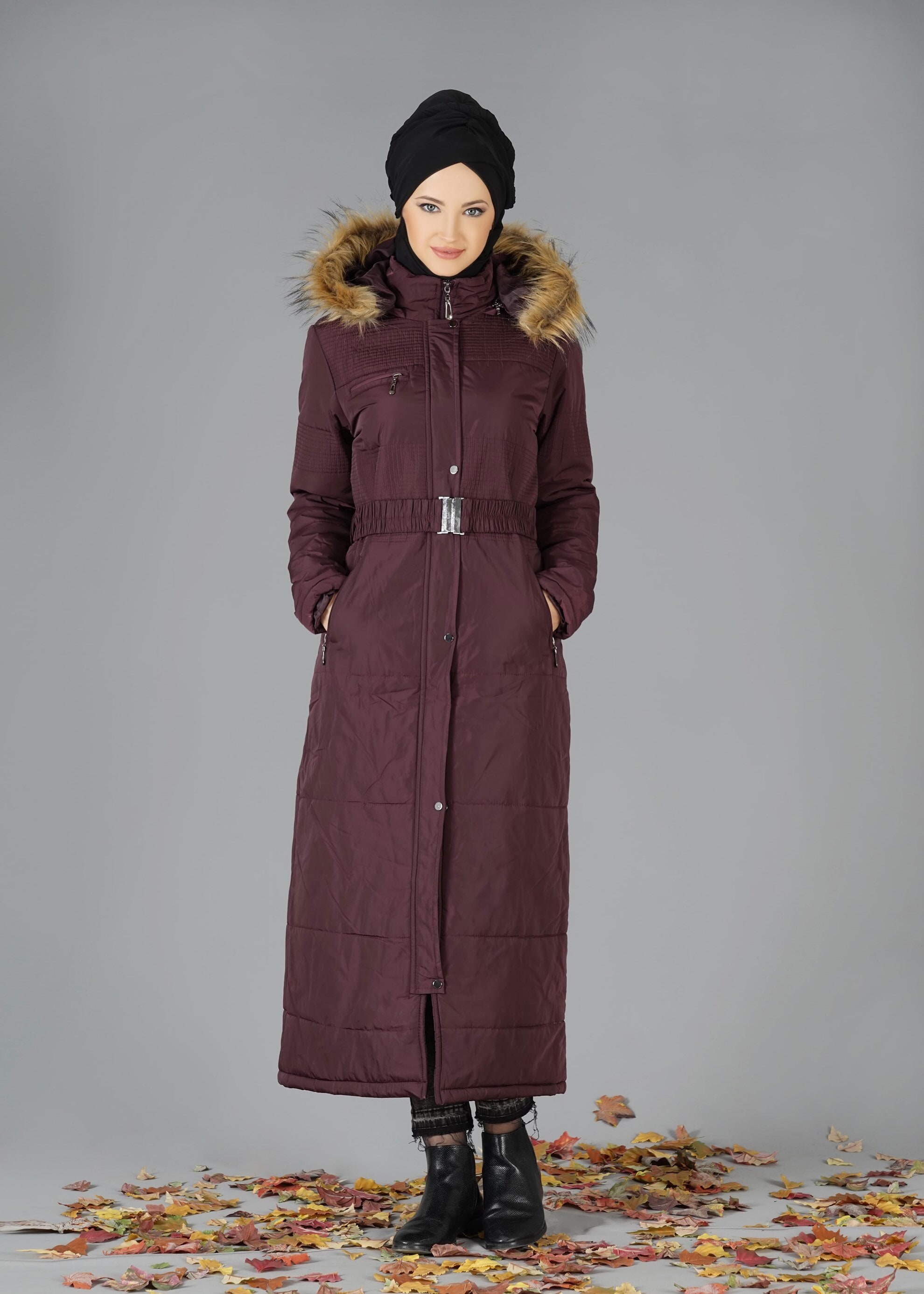Tesettür giyim BORDO 9509 KABAN