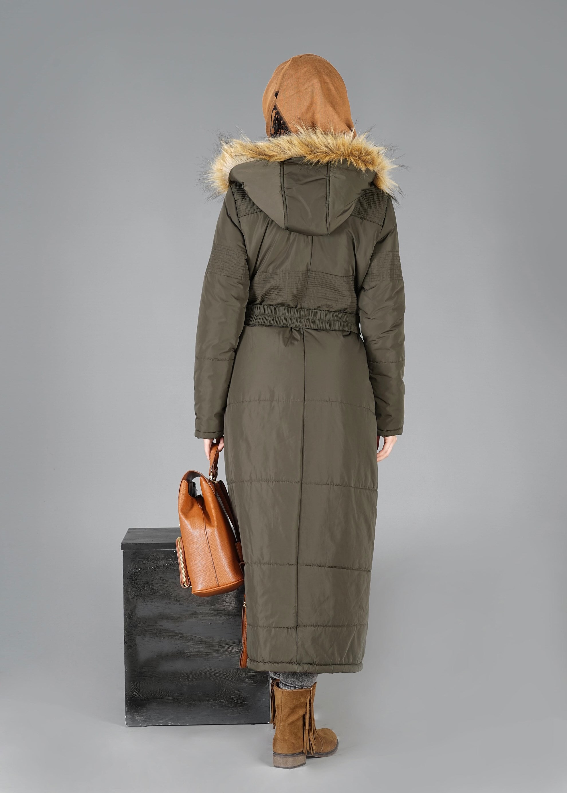 Tesettür giyim HAKİ 9509 KABAN