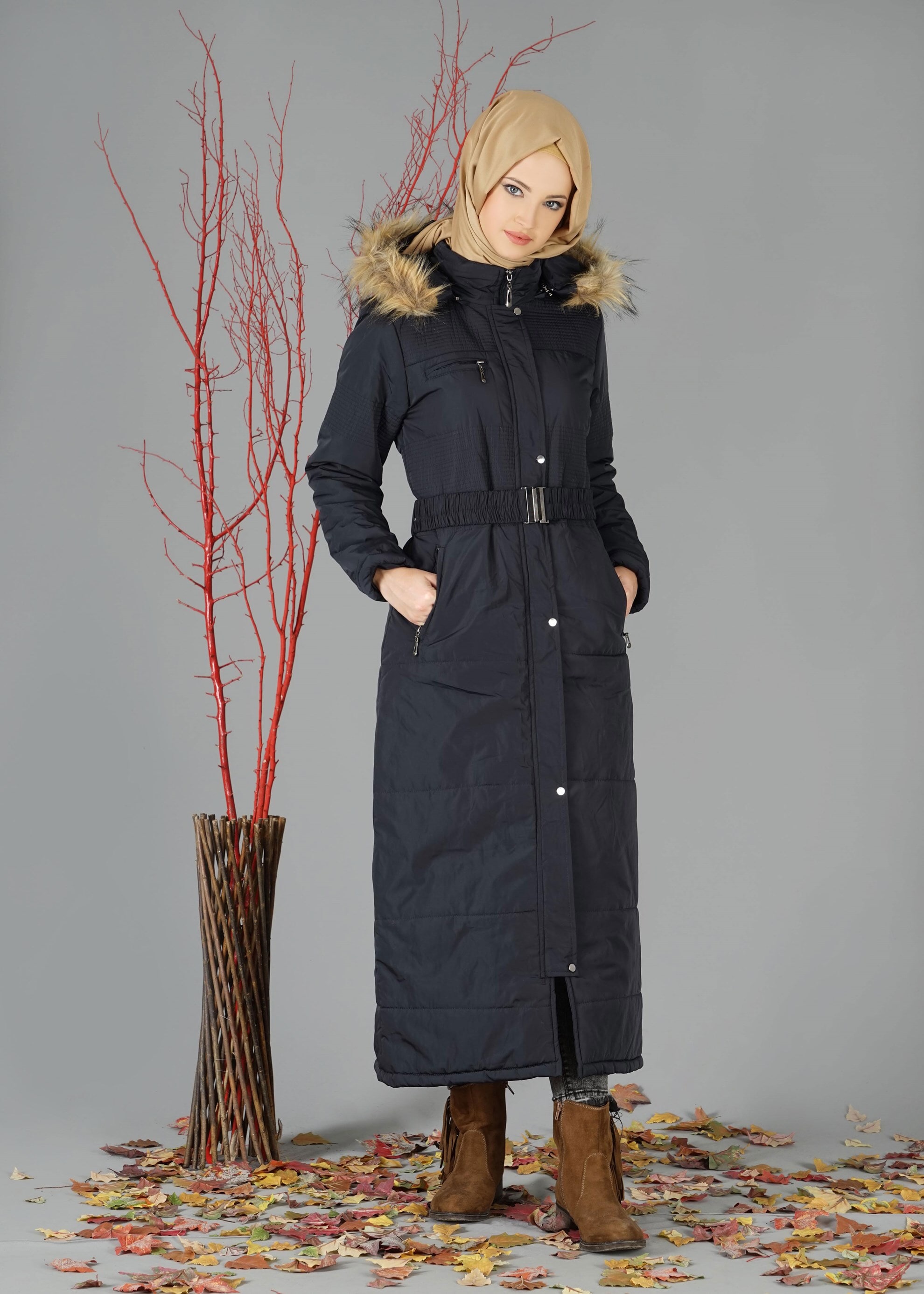 Tesettür giyim LACİVERT 9509 KABAN