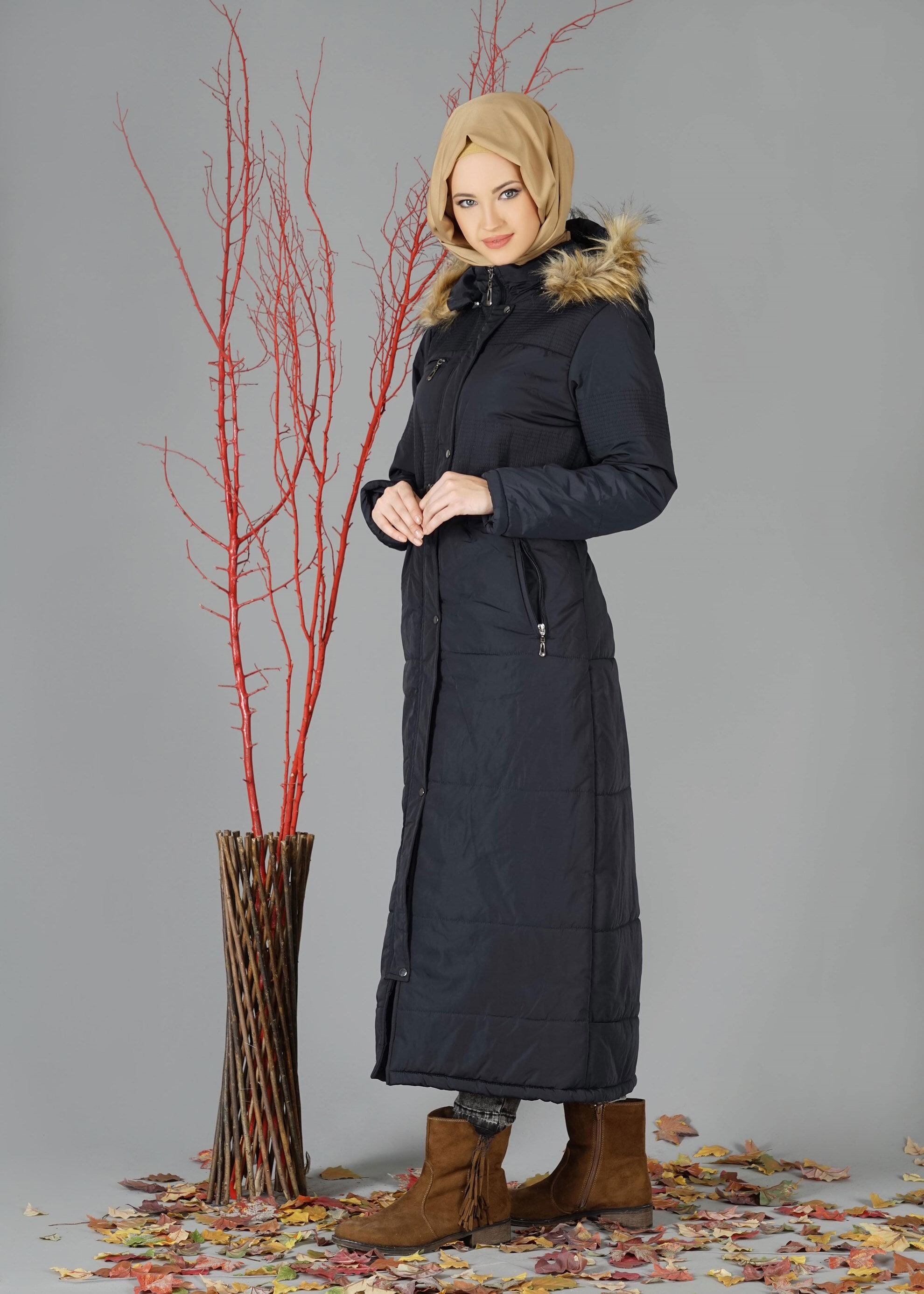 Tesettür giyim LACİVERT 9509 KABAN