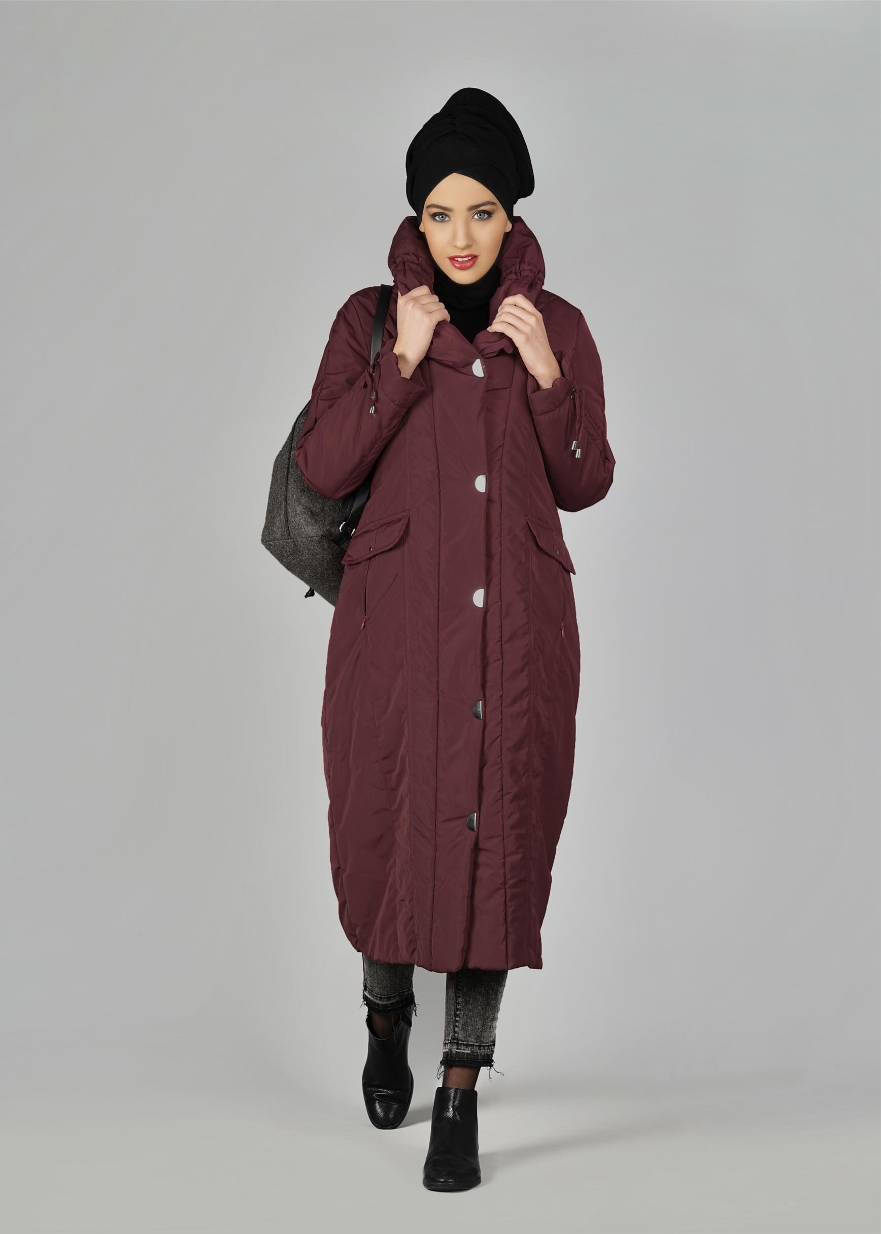 Tesettür giyim BORDO 9511 KABAN