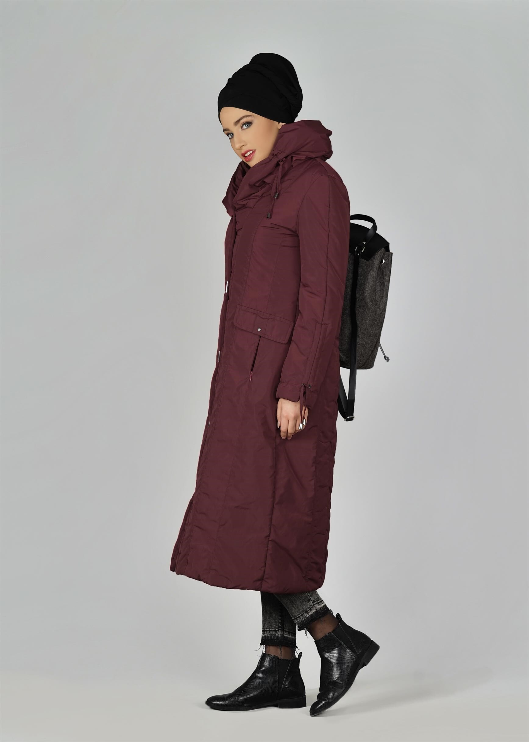 Tesettür giyim BORDO 9511 KABAN