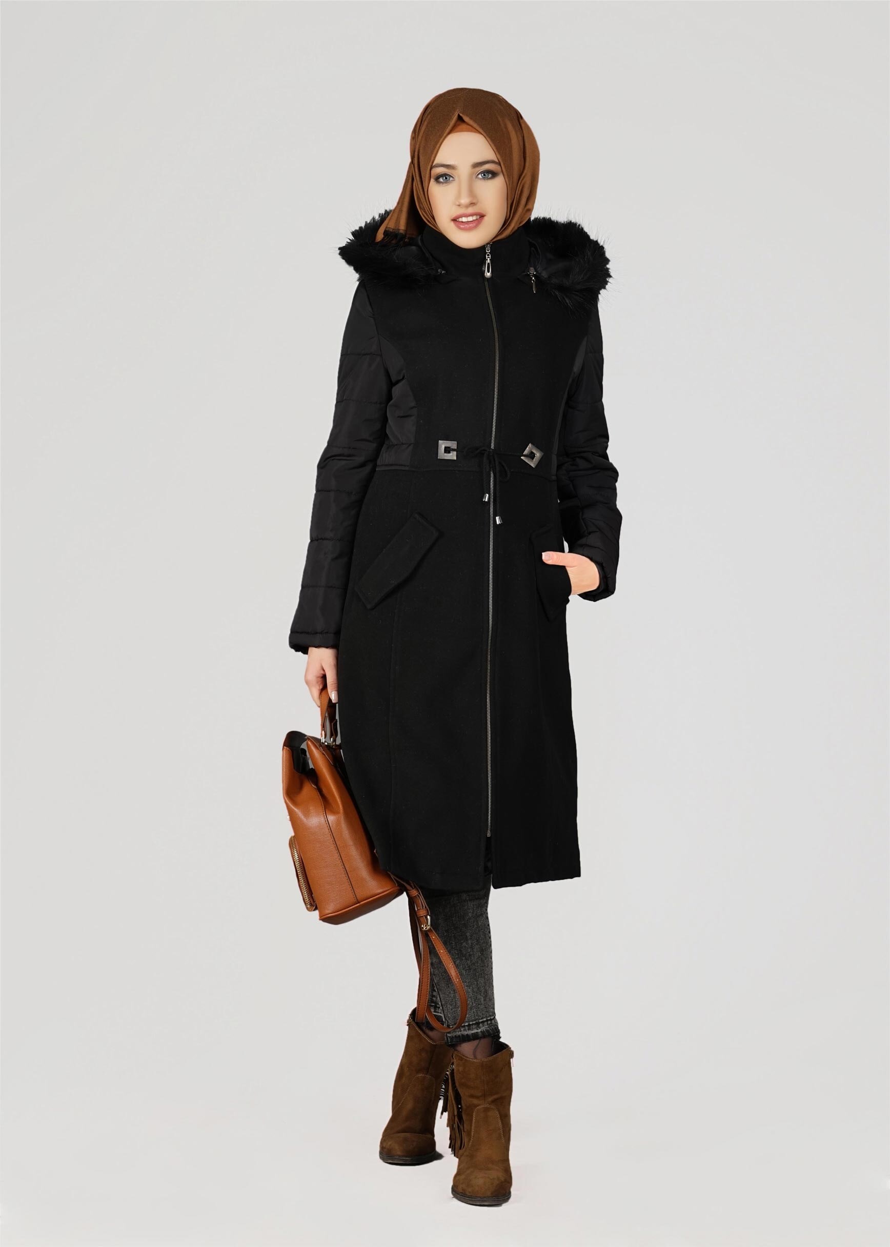 Tesettür giyim SİYAH 9514 KABAN