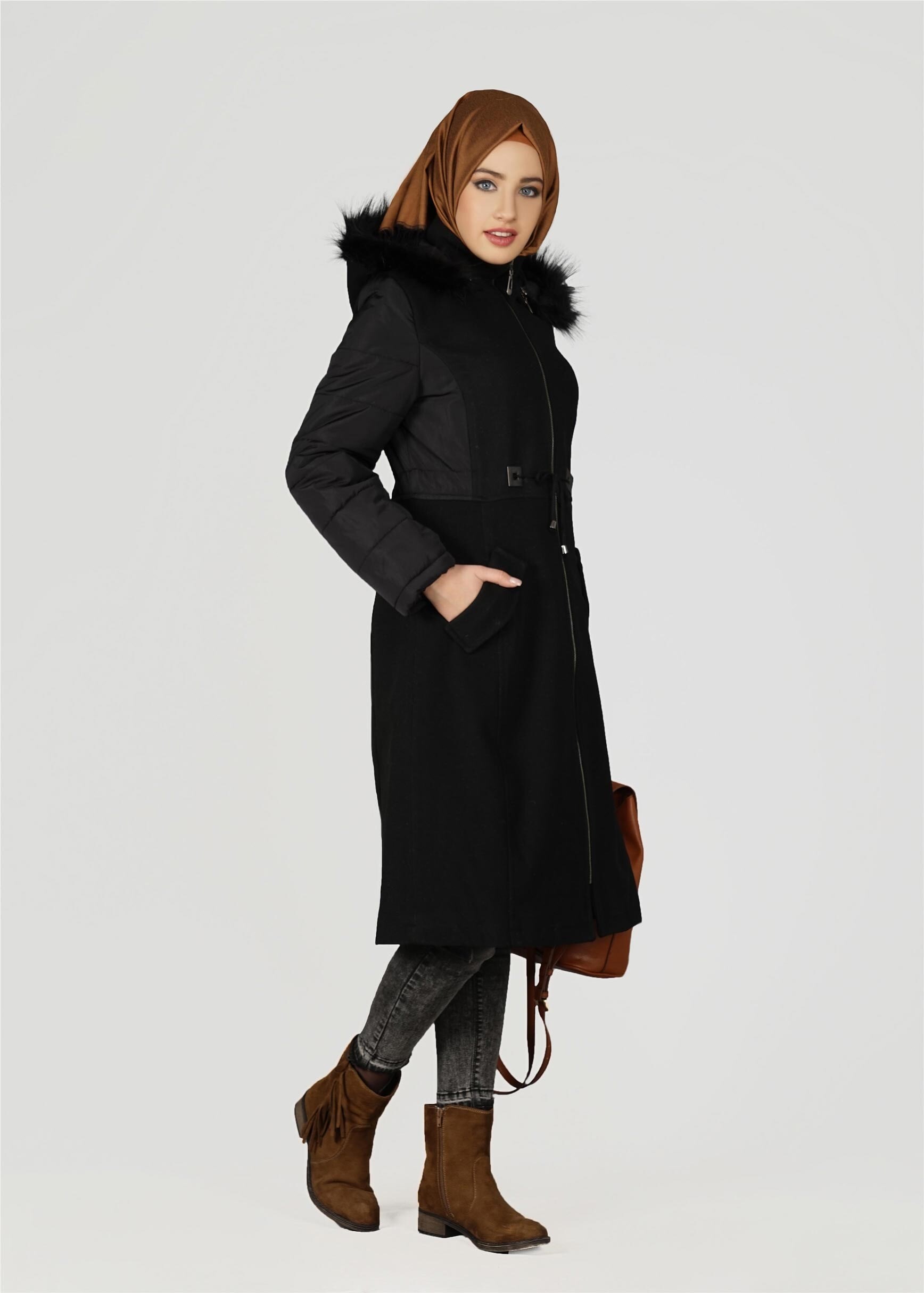 Tesettür giyim SİYAH 9514 KABAN