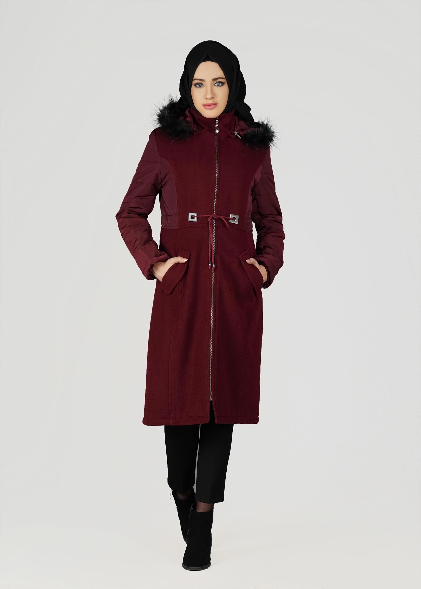Tesettür giyim BORDO 9514 KABAN
