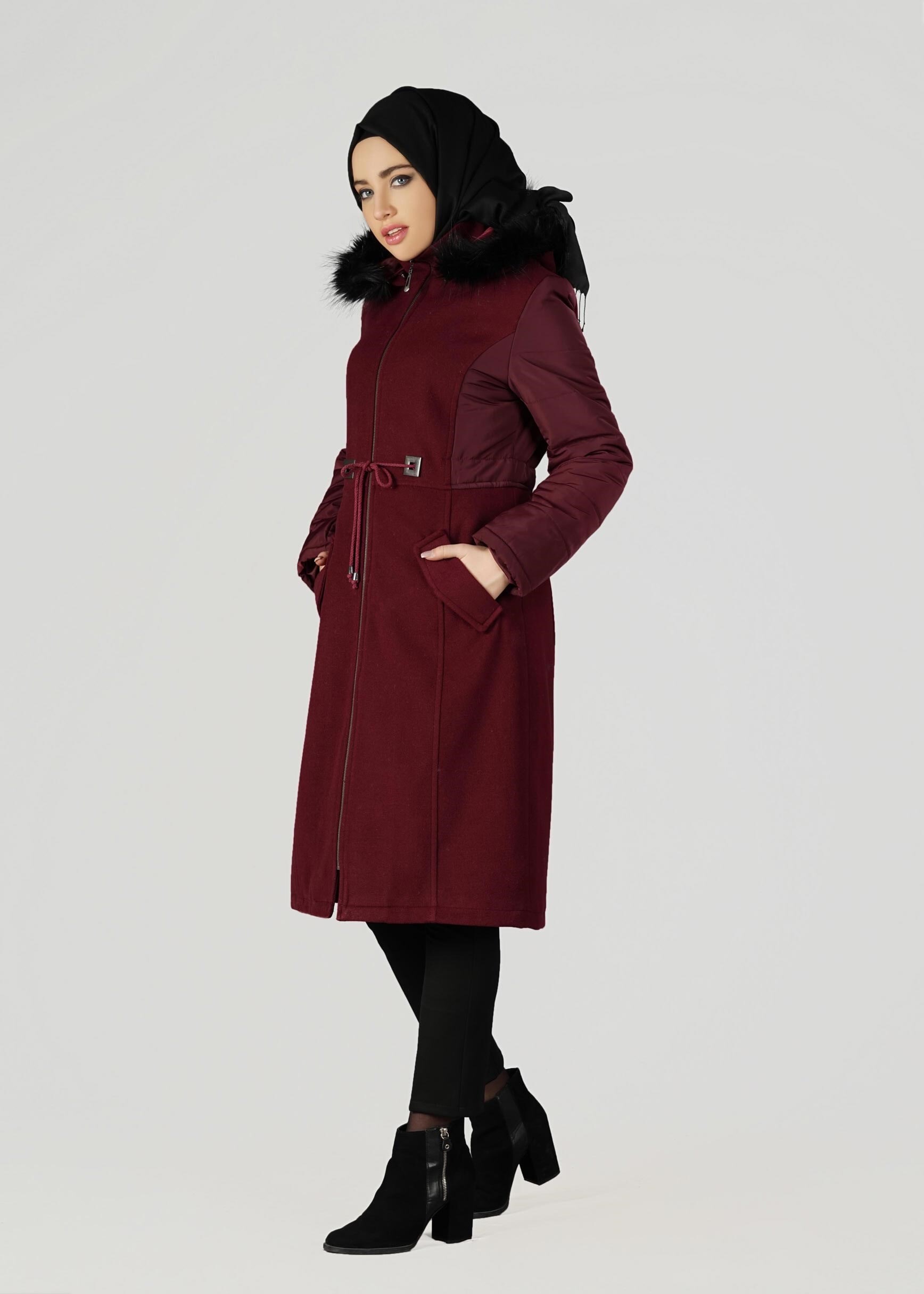 Tesettür giyim BORDO 9514 KABAN
