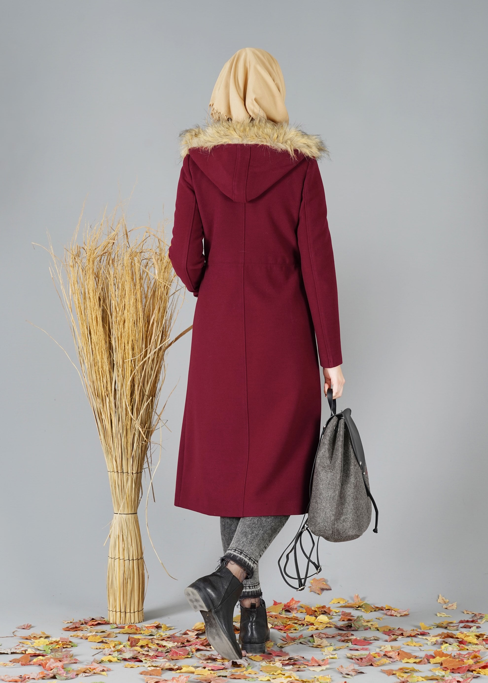 Tesettür giyim BORDO 9521 KABAN