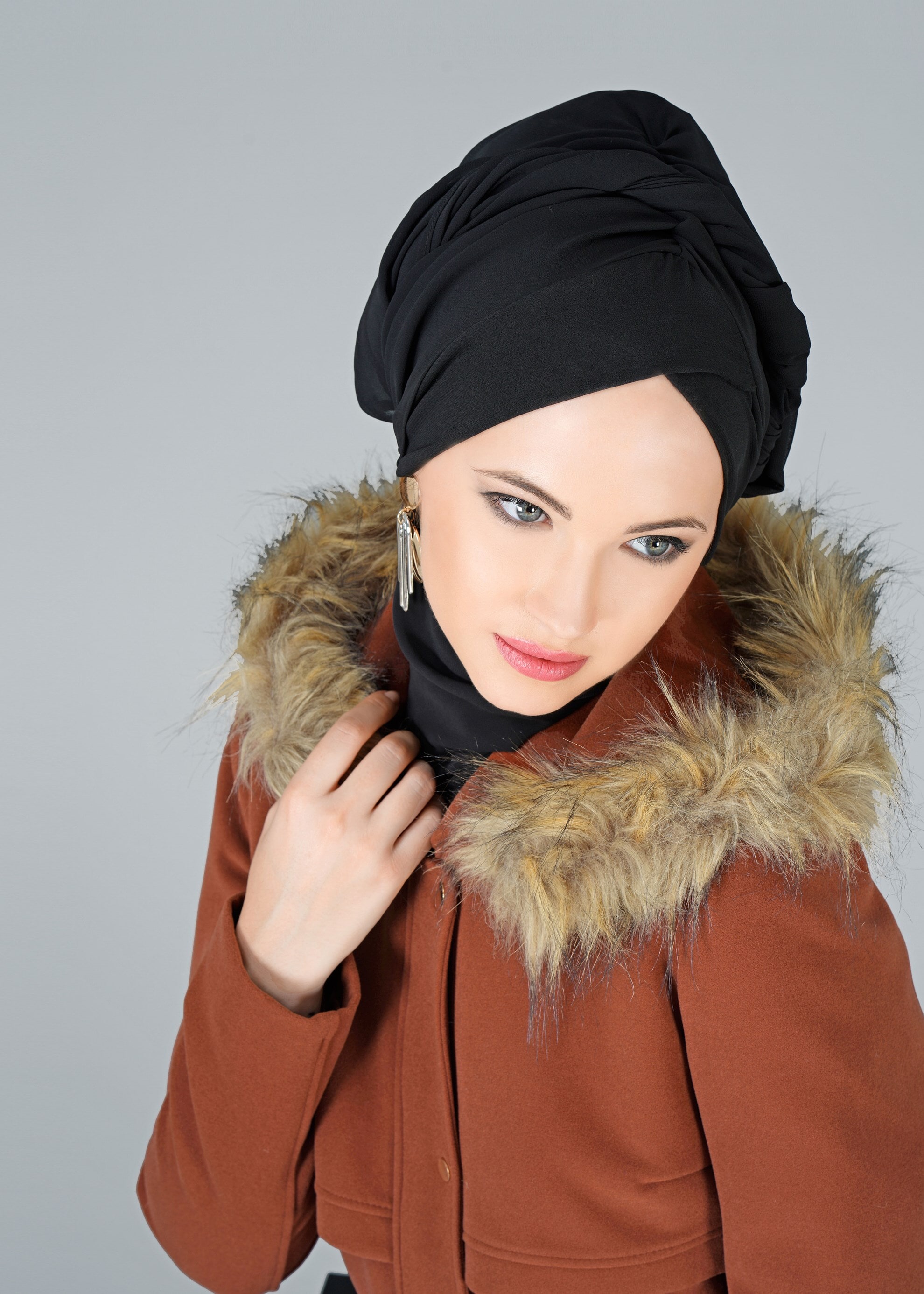 Tesettür giyim TURUNCU 9521 KABAN