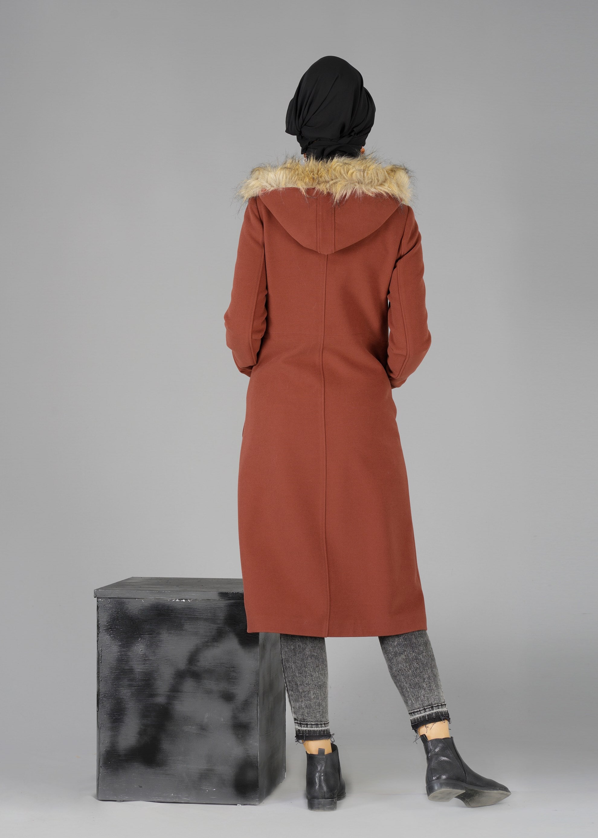 Tesettür giyim TURUNCU 9521 KABAN